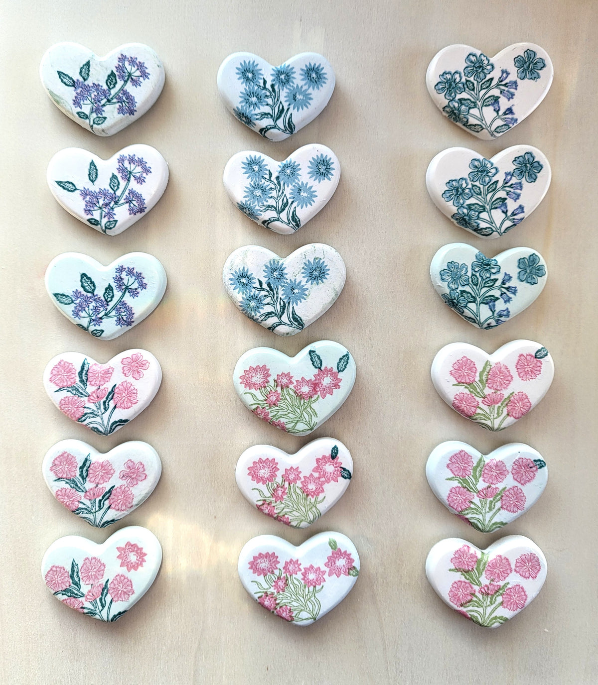 Floral Heart Magnets — Set of 6 | Artisan Decoupage Gift