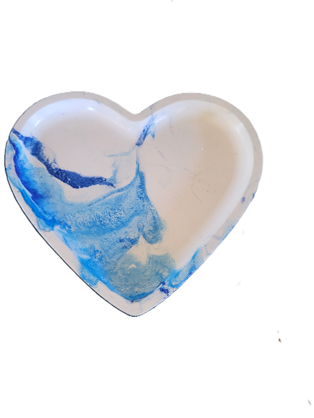 Handmade Plaster Heart Trinket Dish — Unique Gift for Her | Blue or Green Swirl