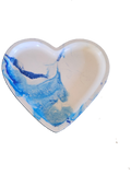 Handmade Plaster Heart Trinket Dish — Unique Gift for Her | Blue or Green Swirl