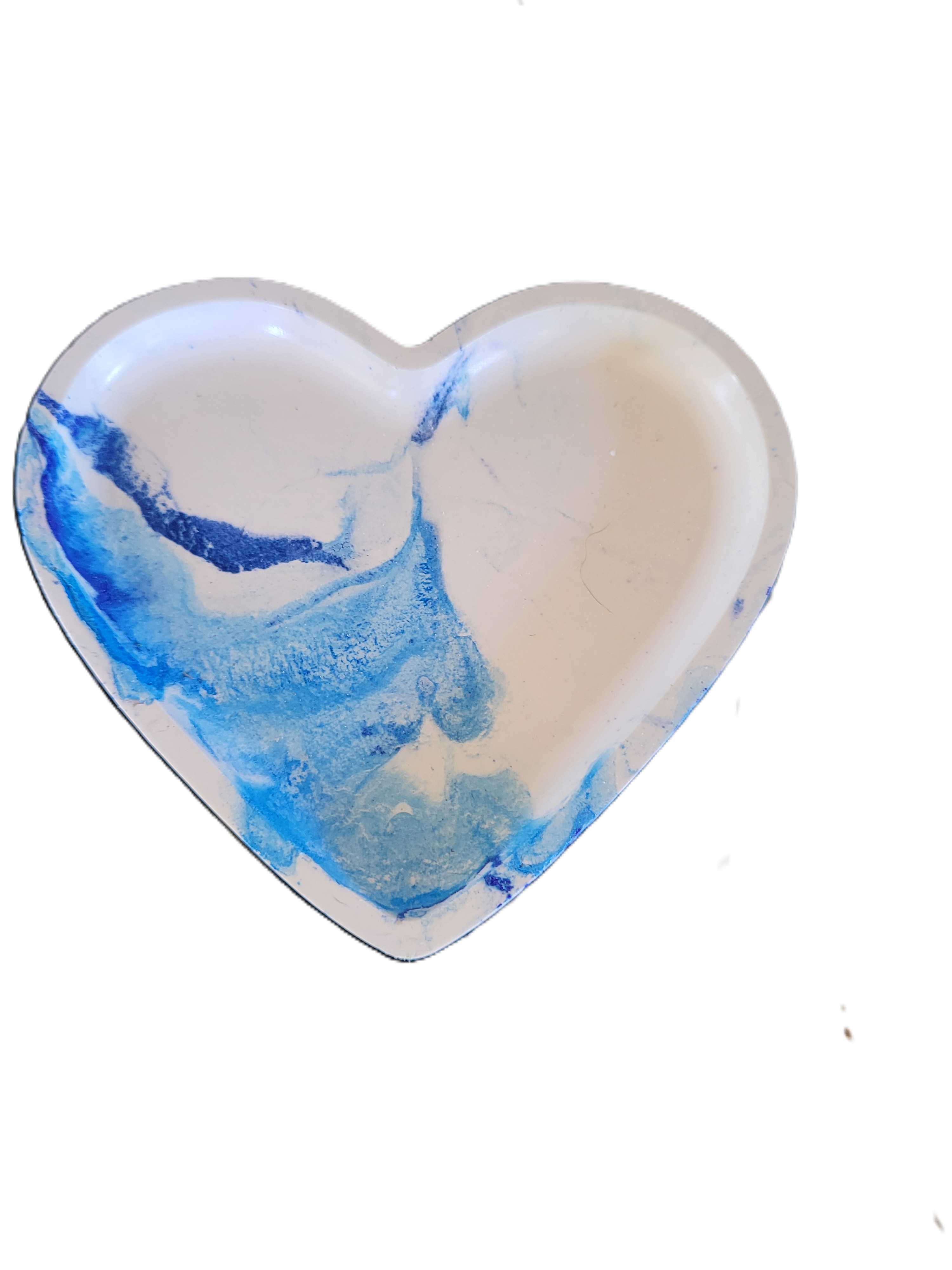 Handmade Plaster Heart Trinket Dish — Unique Gift for Her | Blue or Green Swirl