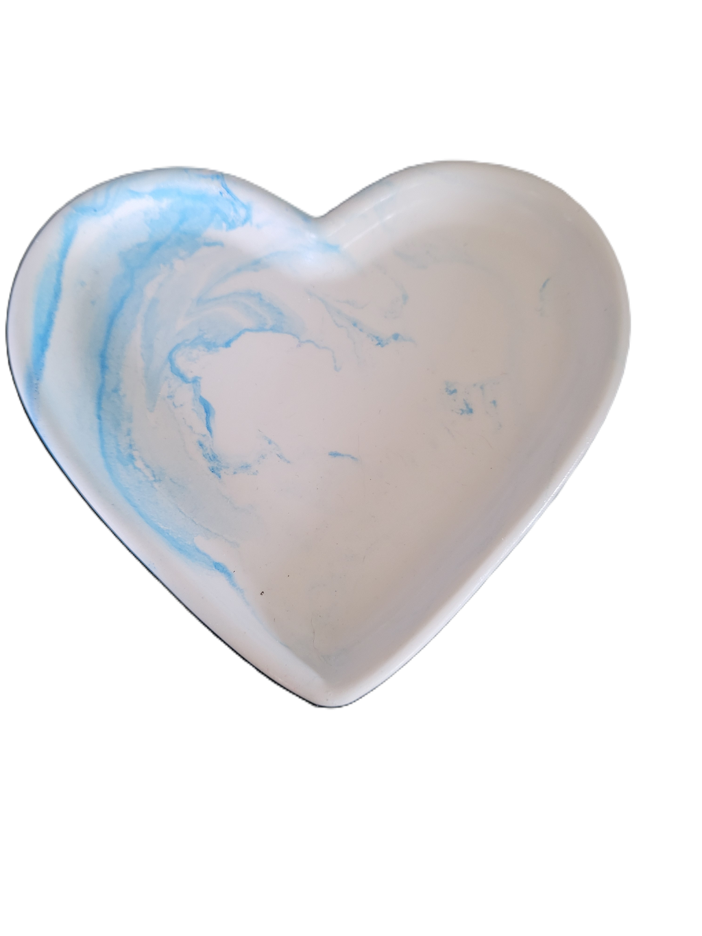 Handmade Plaster Heart Trinket Dish — Unique Gift for Her | Blue or Green Swirl