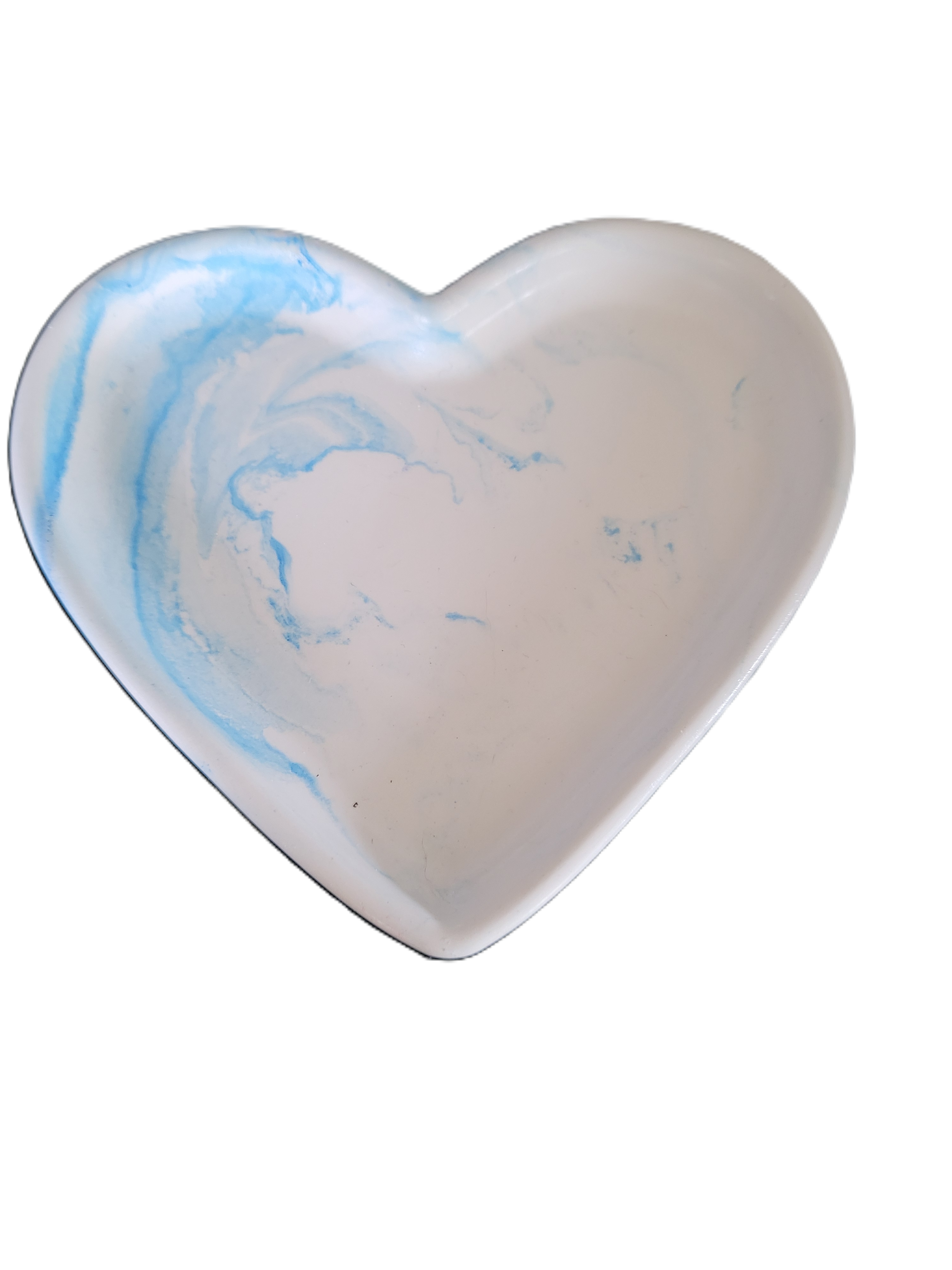 Handmade Plaster Heart Trinket Dish — Unique Gift for Her | Blue or Green Swirl