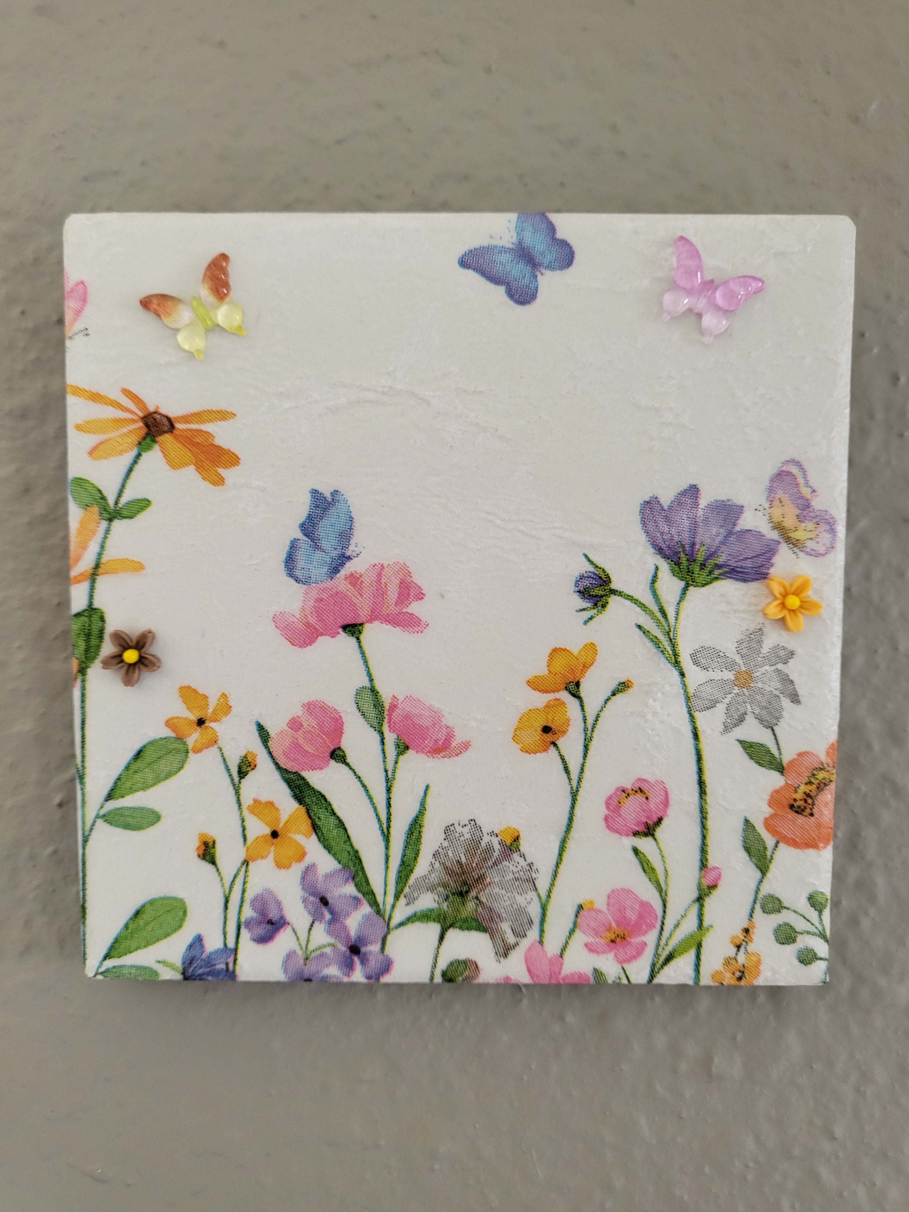 Butterflies and Flowers Wall Art or Coaster