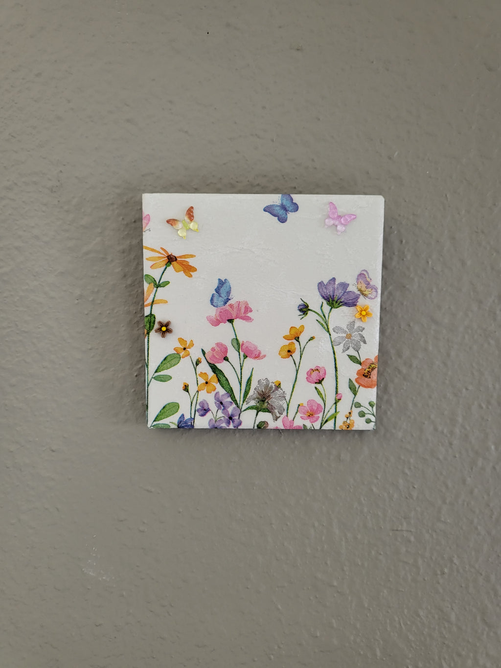 Butterflies and Flowers Wall Art or Coaster