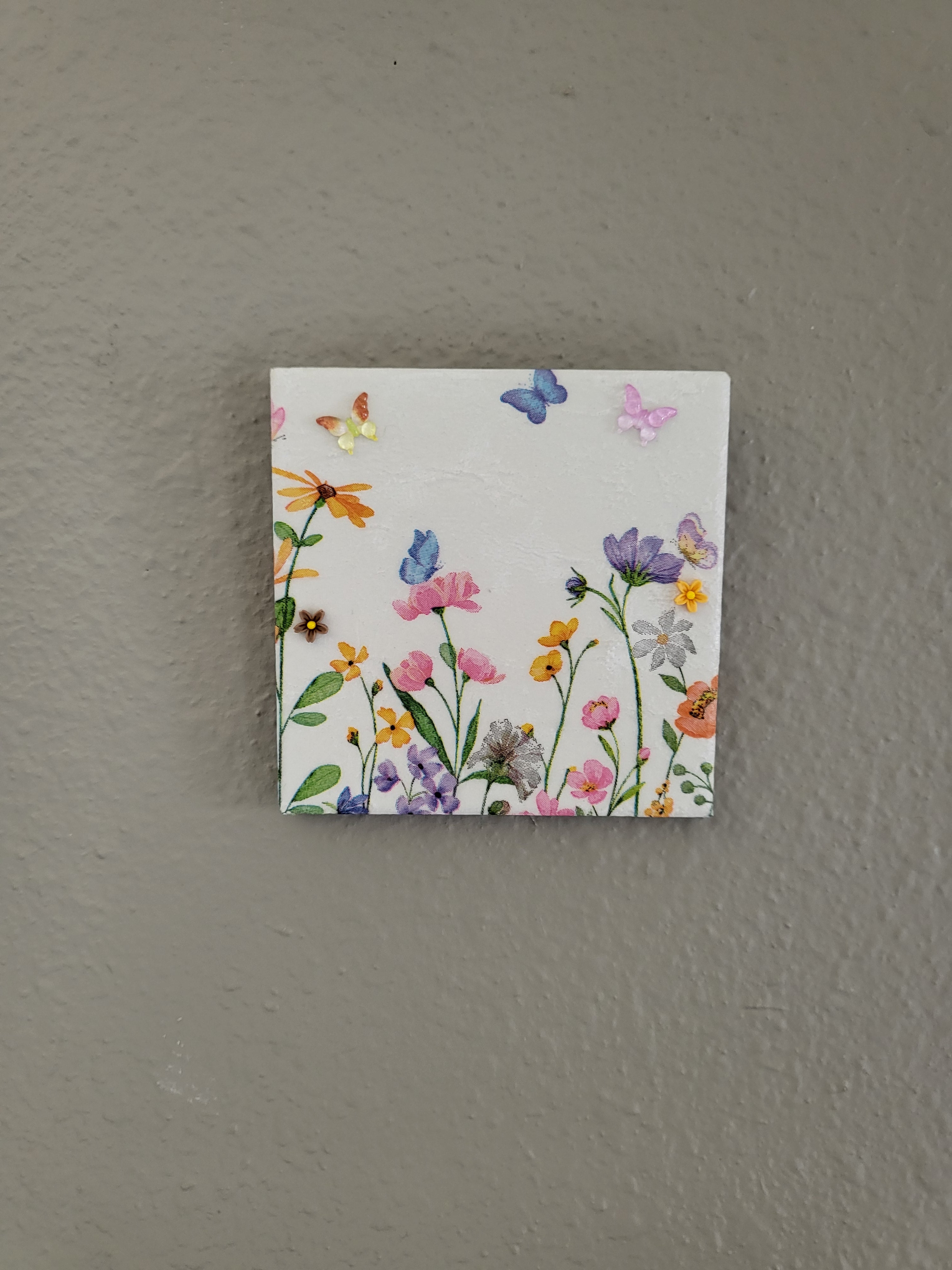 Butterflies and Flowers Wall Art or Coaster