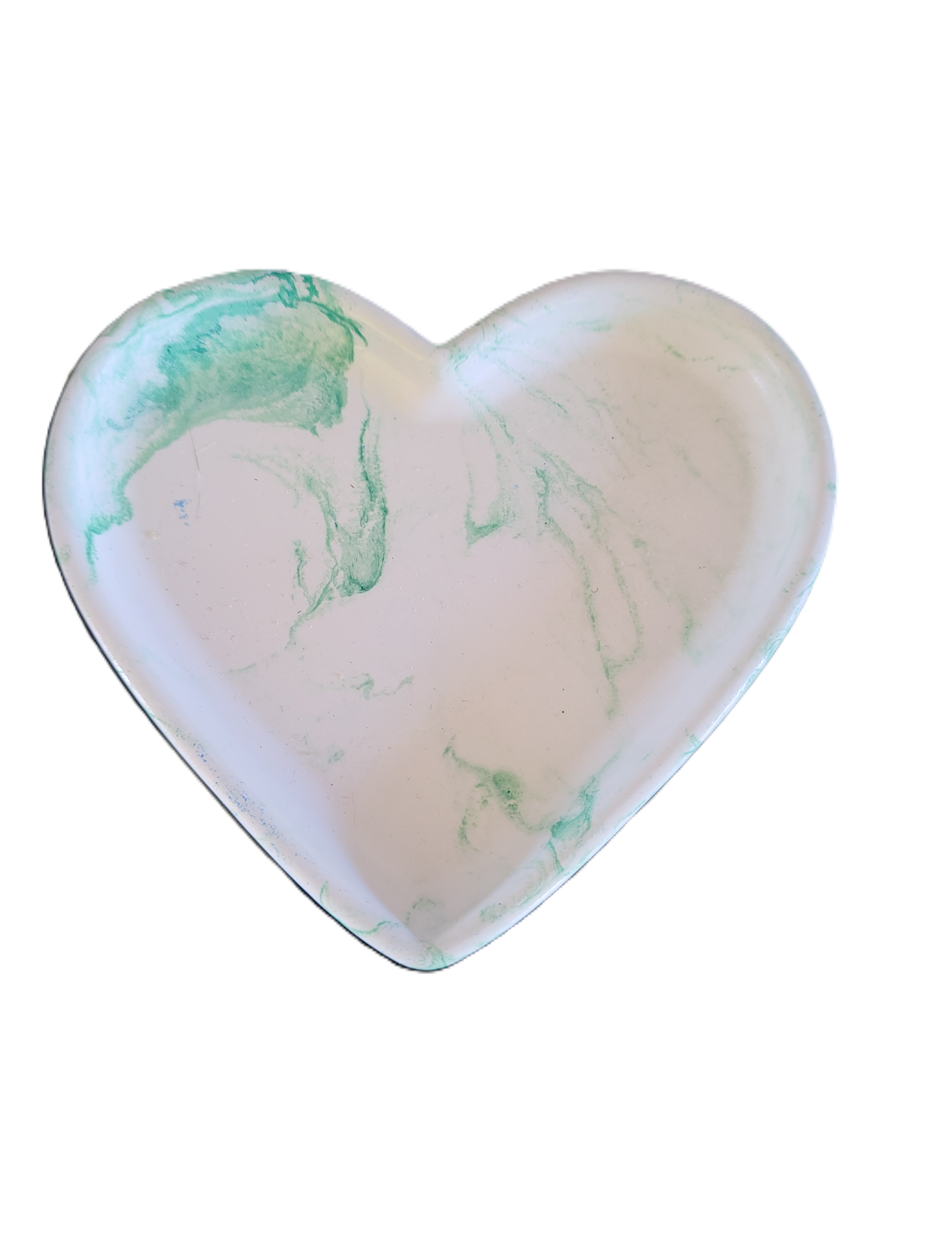 Handmade Plaster Heart Trinket Dish — Unique Gift for Her | Blue or Green Swirl