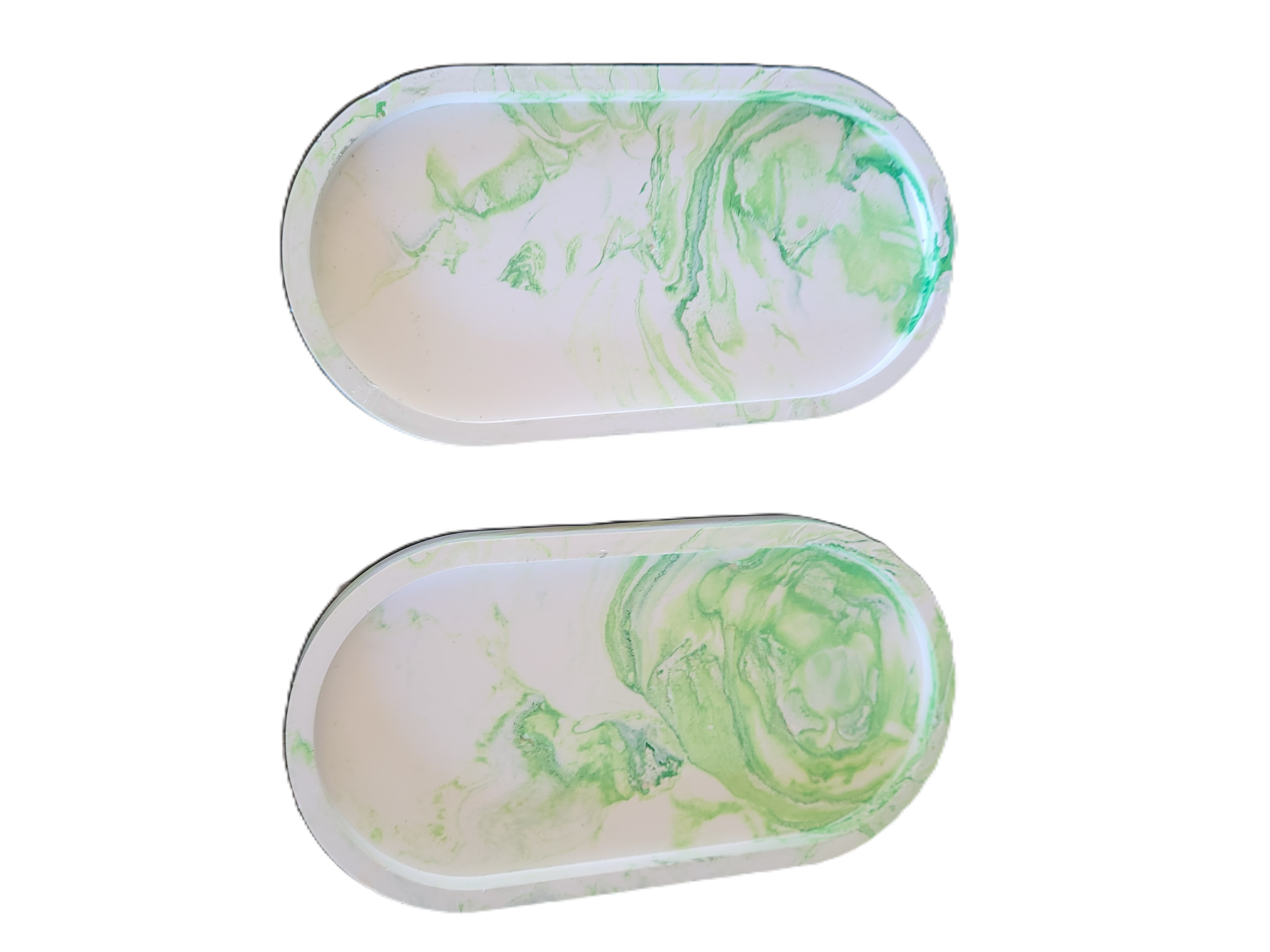 Handmade Plaster Oblong Tray — Artisan Home Decor | Blue or Green Swirl