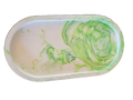 Handmade Plaster Oblong Tray — Artisan Home Decor | Blue or Green Swirl