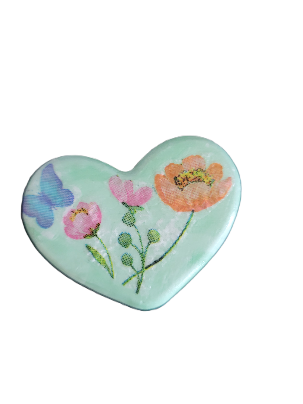 Handmade Floral Decoupage Heart Magnets — Set of 6 | Unique Gift Idea