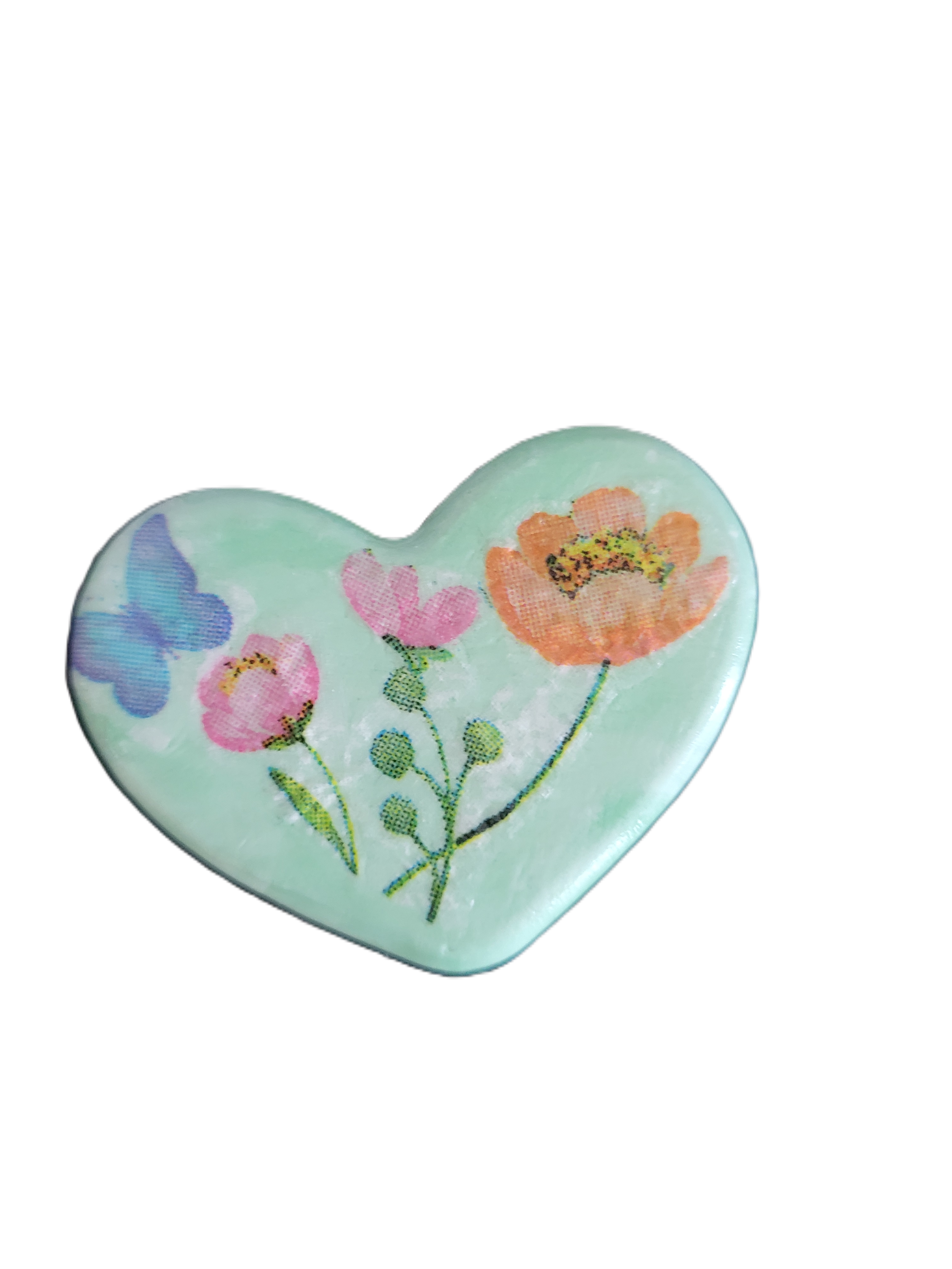 Handmade Floral Decoupage Heart Magnets — Set of 6 | Unique Gift Idea