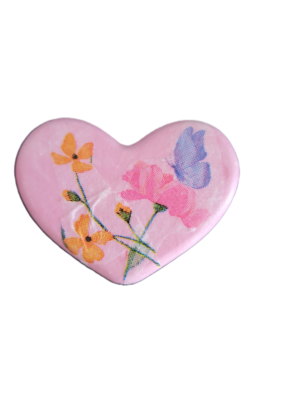 Handmade Floral Decoupage Heart Magnets — Set of 6 | Unique Gift Idea