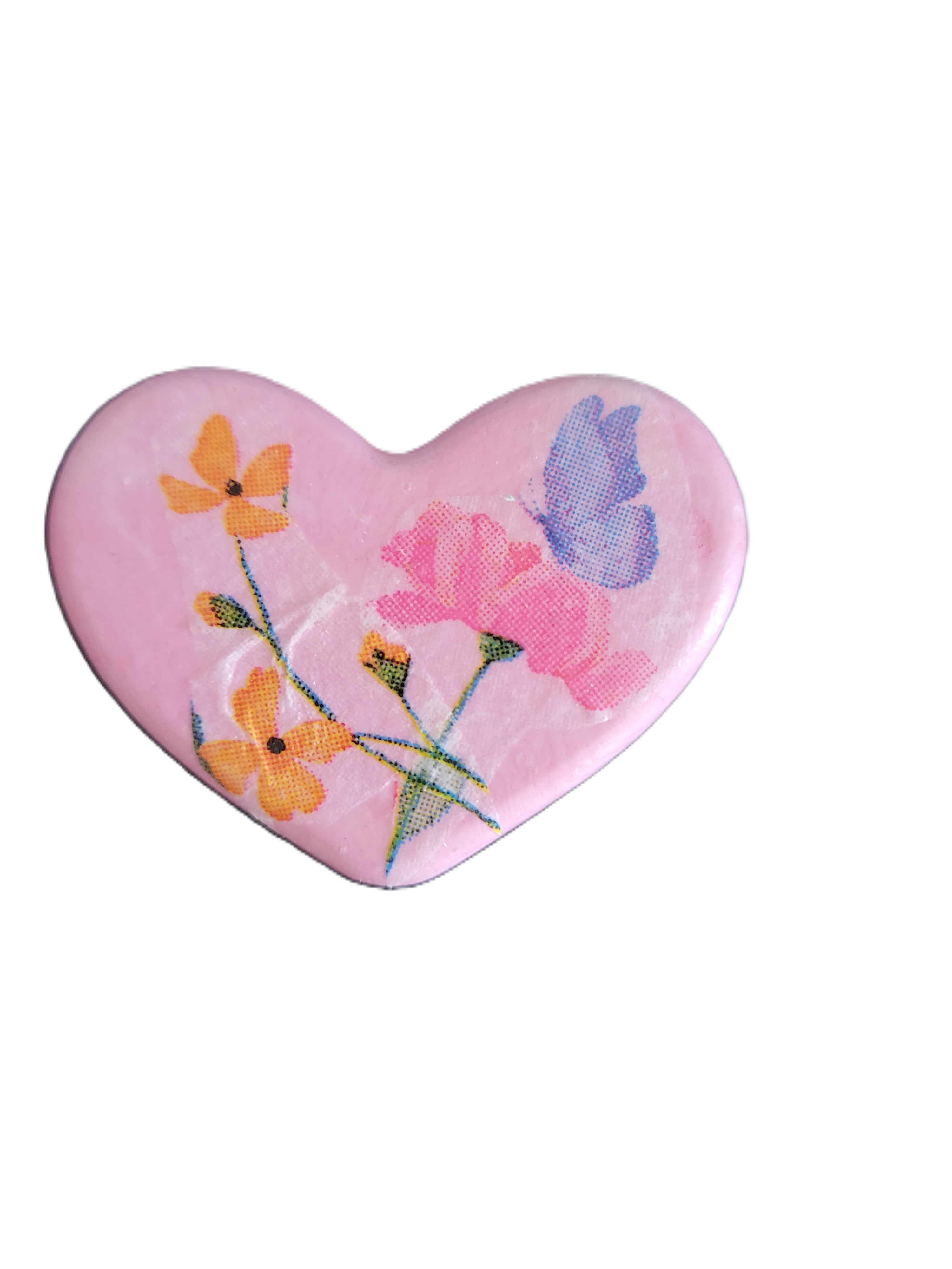 Handmade Floral Decoupage Heart Magnets — Set of 6 | Unique Gift Idea