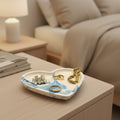 Handmade Plaster Heart Trinket Dish — Unique Gift for Her | Blue Swirl