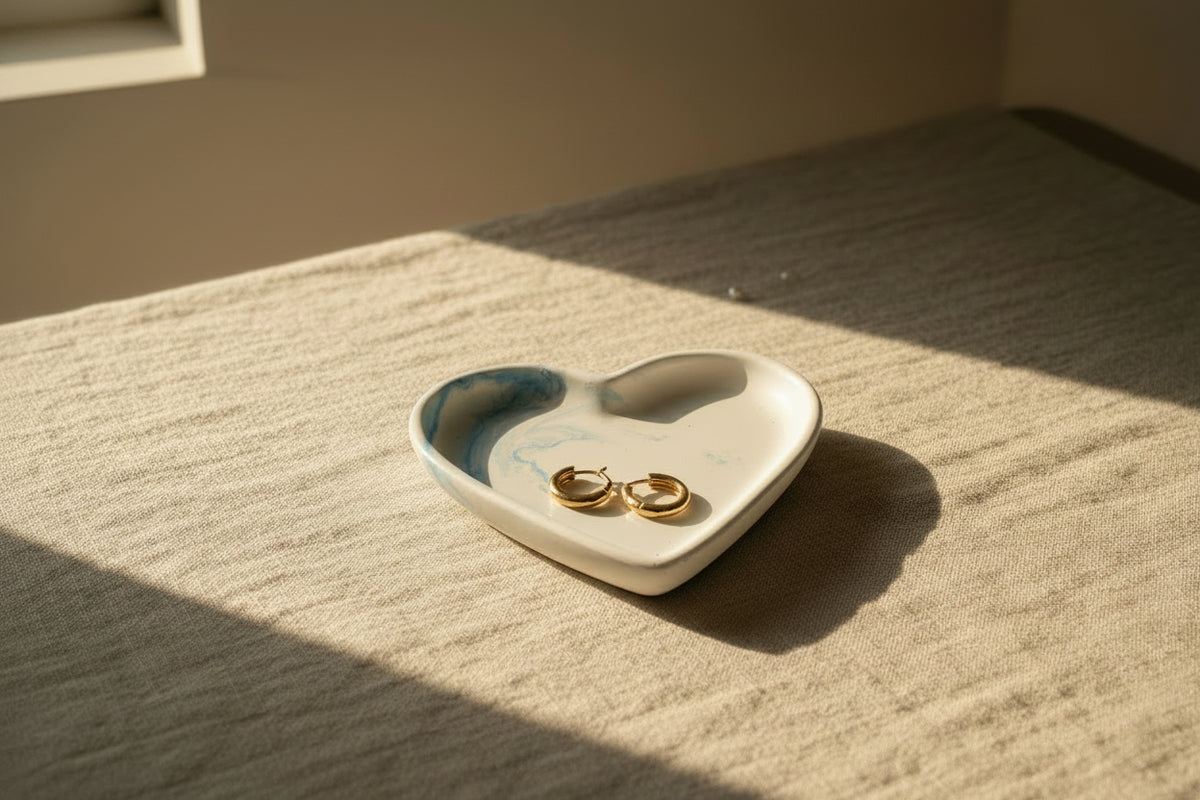 Trinket Heart Dish — Unique Gift for Her | Blue Swirl