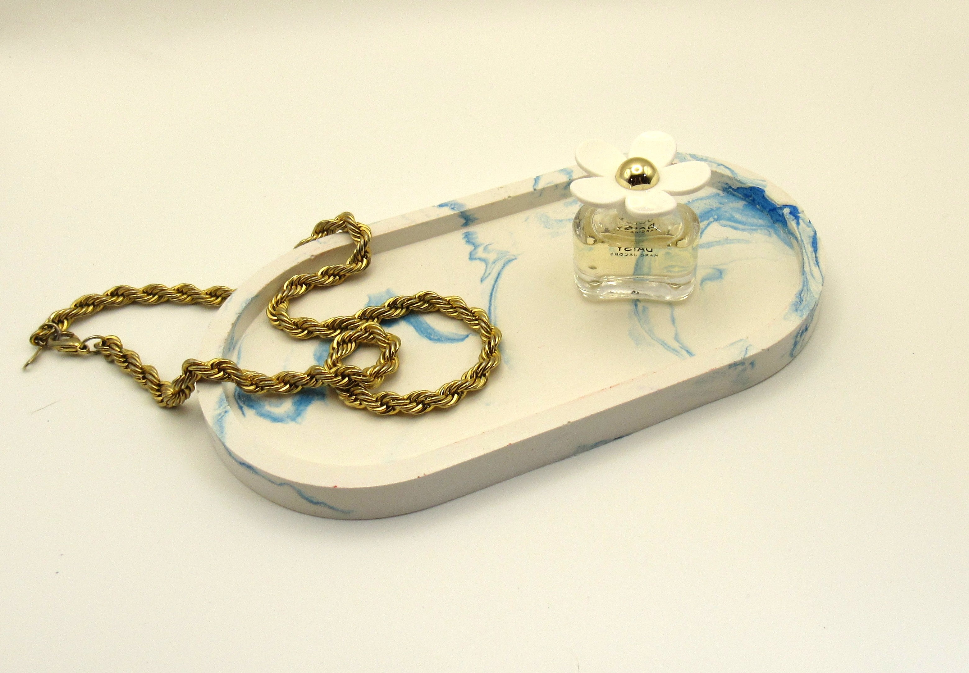 Handmade Gypsum Oblong Tray — Artisan Home Decor | Blue Swirl
