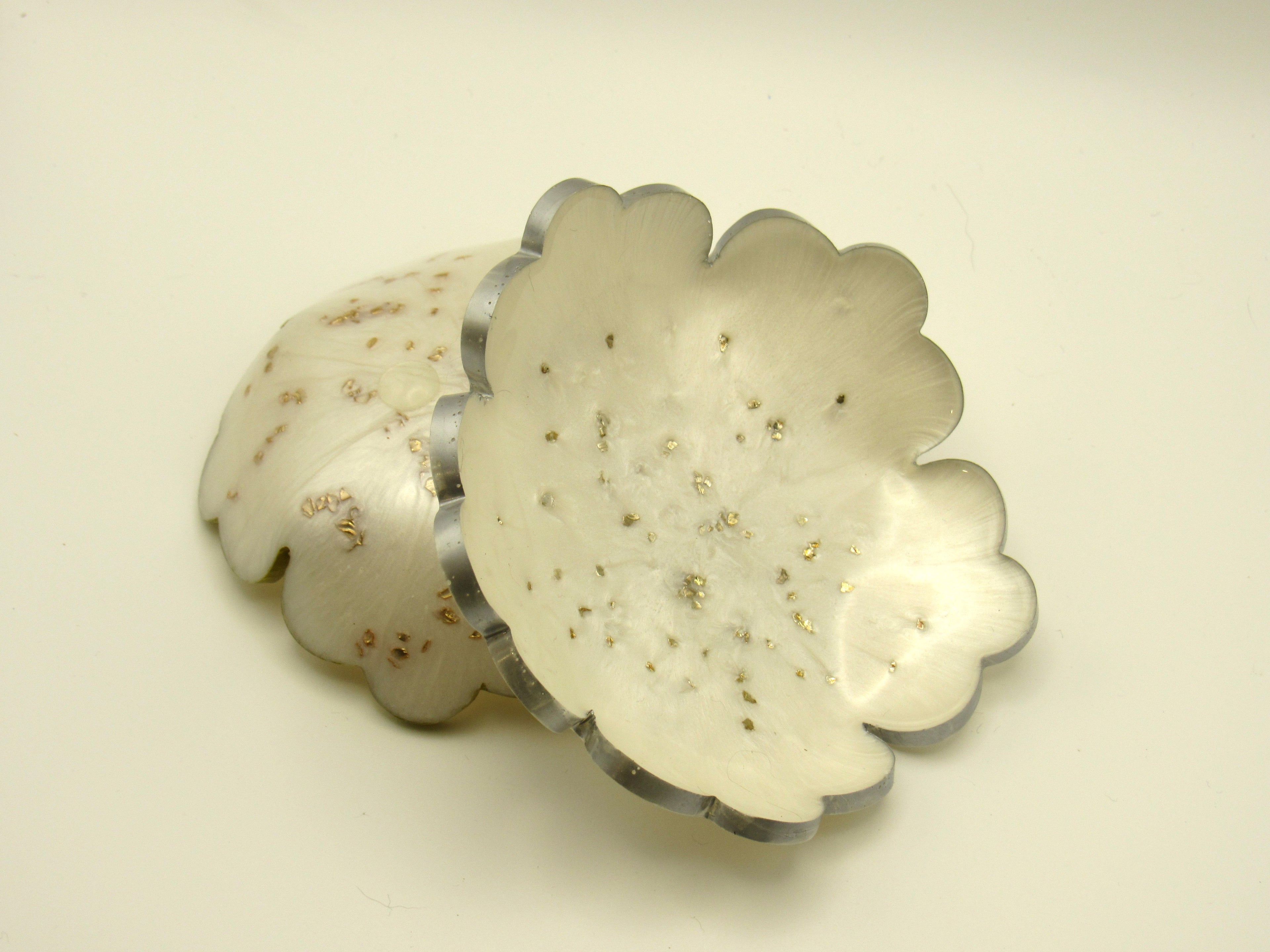 Handmade Resin Flower Trinket Dish — White & Silver Glitter | Unique Gift Idea