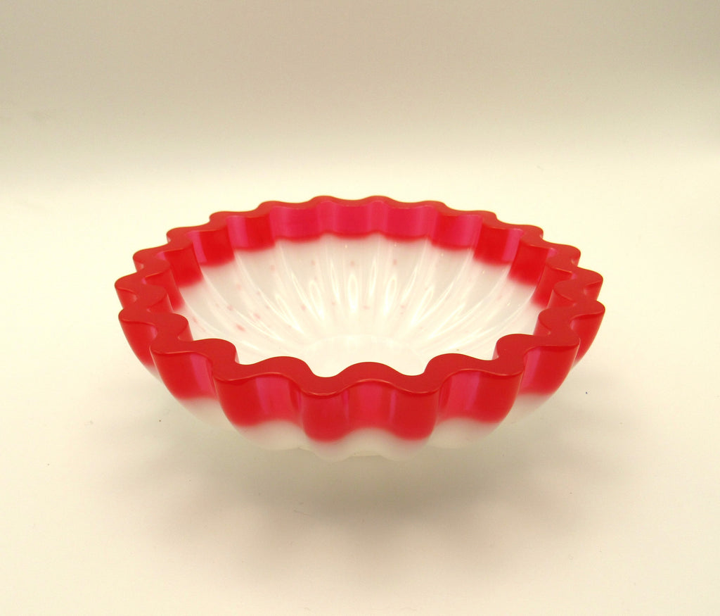 Handmade Red & White Scalloped Trinket Bowl | Festive Holiday Decor