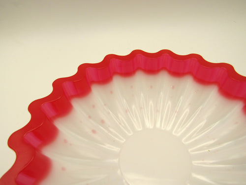 Handmade Red & White Scalloped Trinket Bowl | Festive Holiday Decor