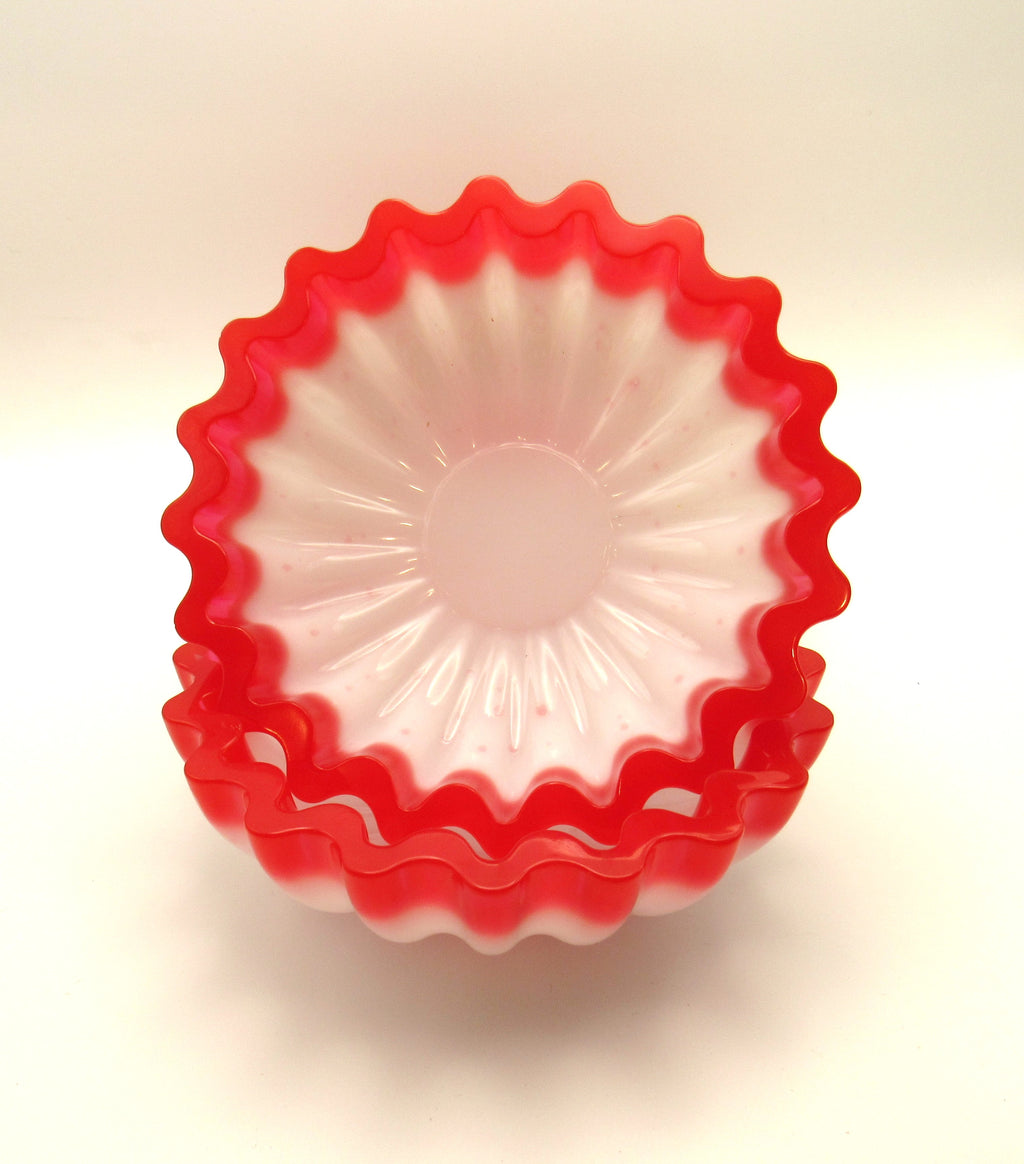 Handmade Red & White Scalloped Trinket Bowl | Festive Holiday Decor