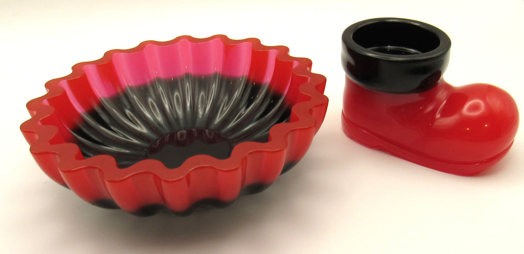 Santa Boot Votive Holder - Black and Red