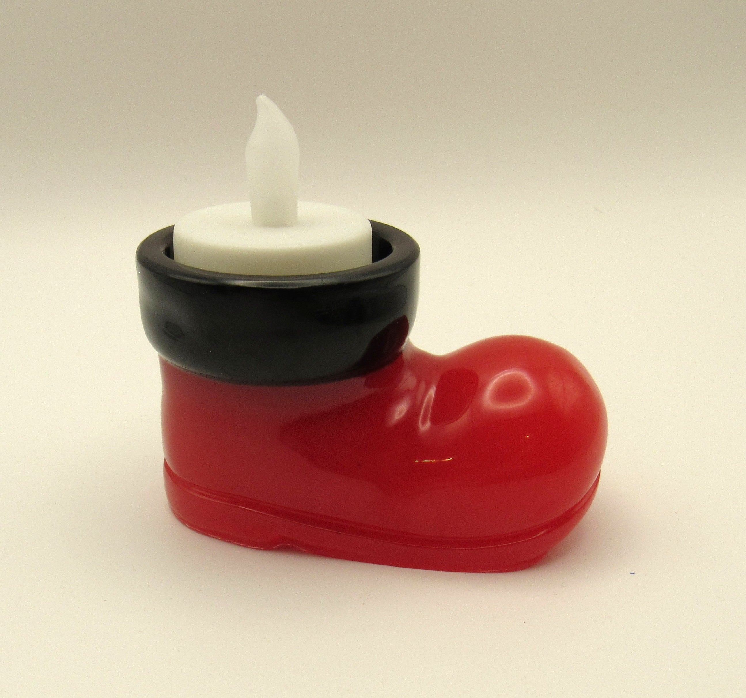 Santa Boot Votive Holder - Black and Red