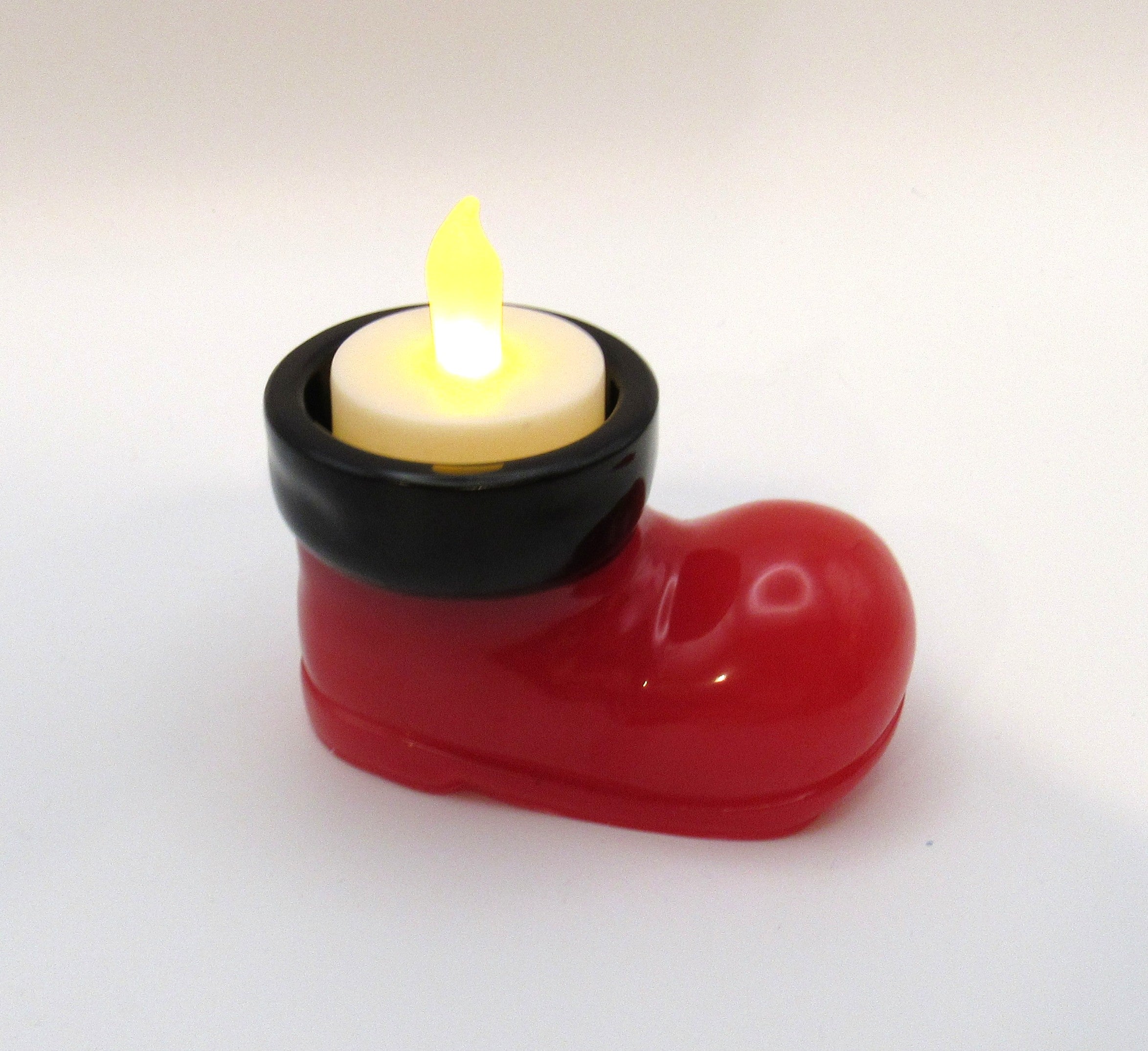 Santa Boot Votive Holder - Black and Red