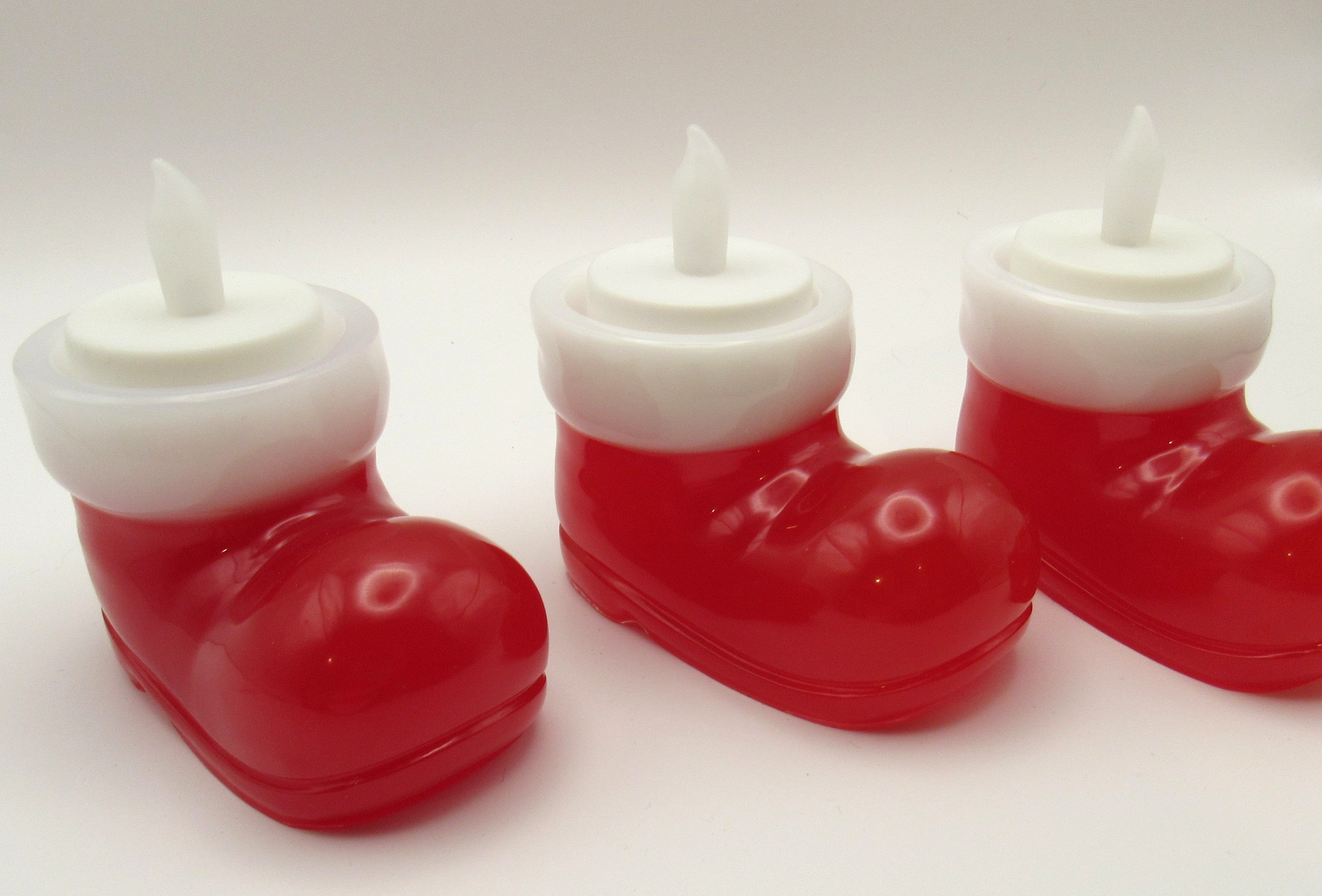 Santa Boot Votive Holder- White and Red