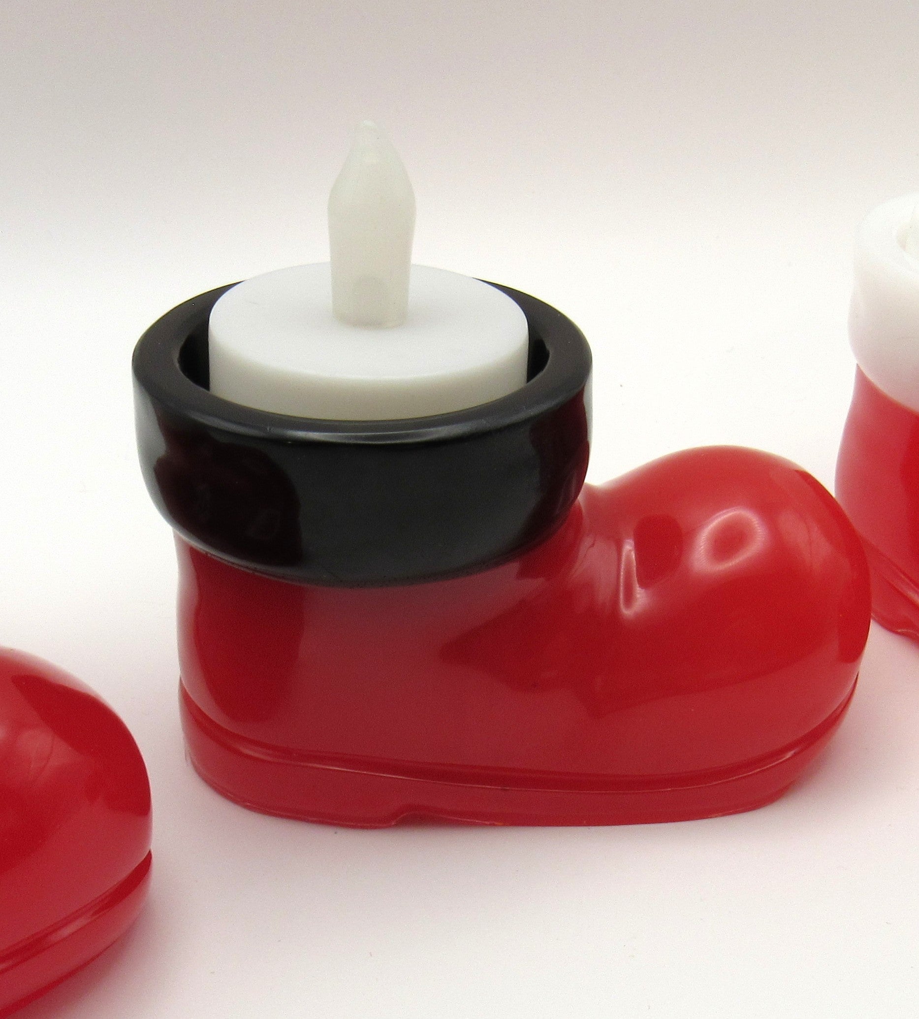 Santa Boot Votive Holder - Black and Red