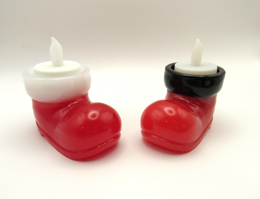 Santa Boot Votive Holder- White and Red