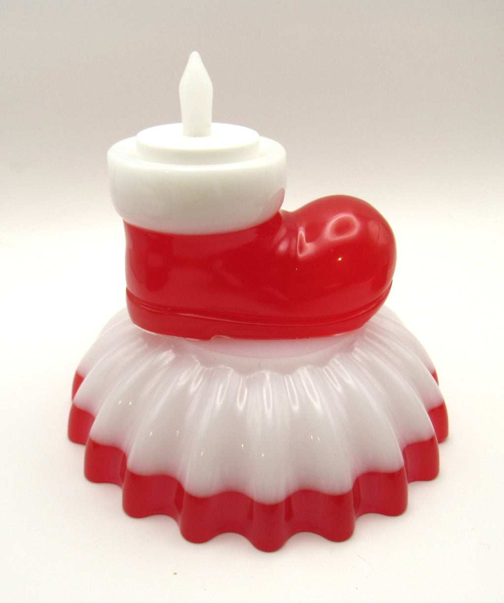 Santa Boot Votive Holder- White and Red
