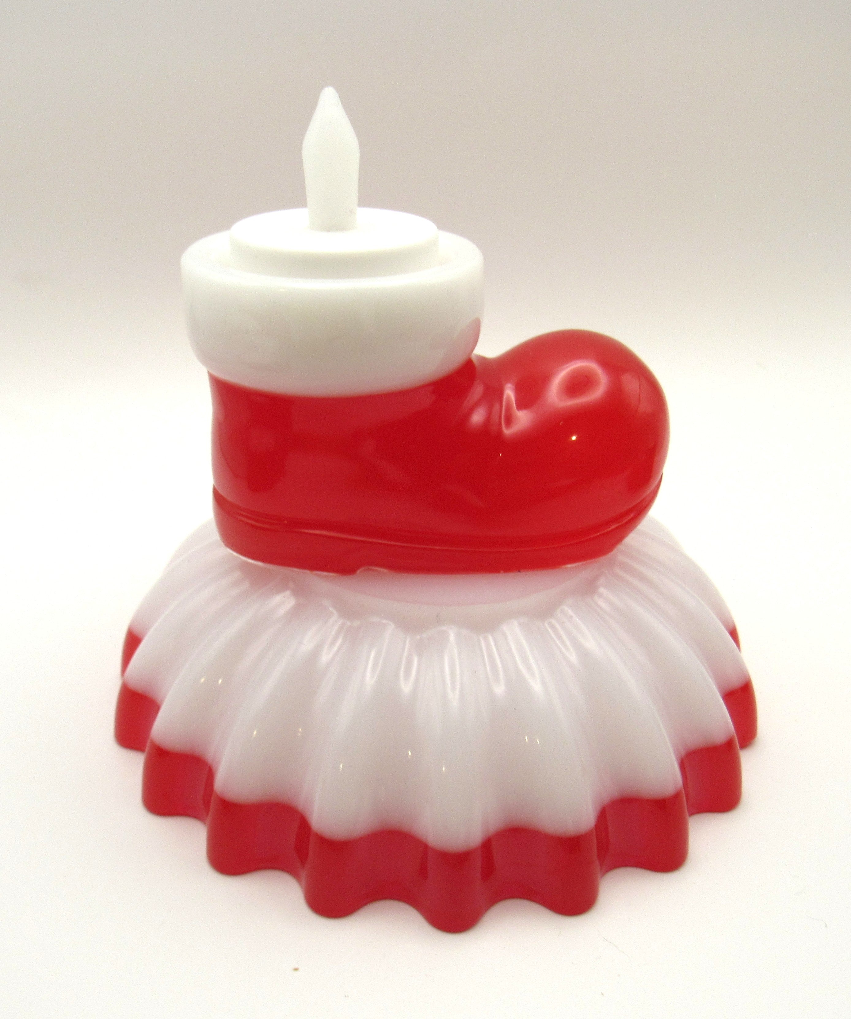 Santa Boot Votive Holder- White and Red