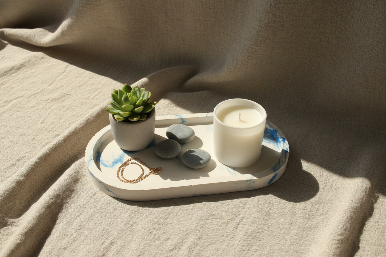 Blue Marble Oblong Tray Lifestyle