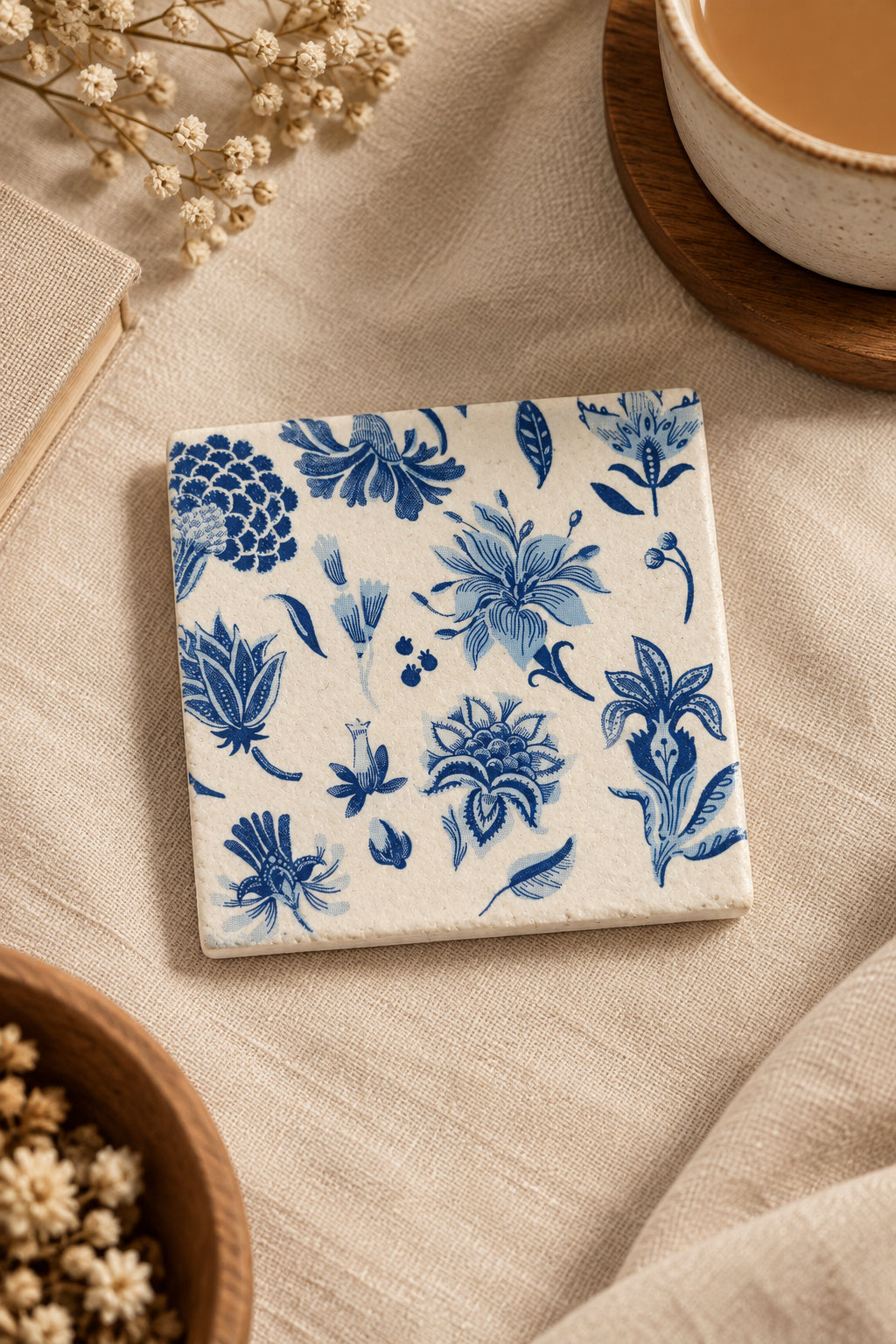 Coasters - 🪻 Blue Floral – Set of 4