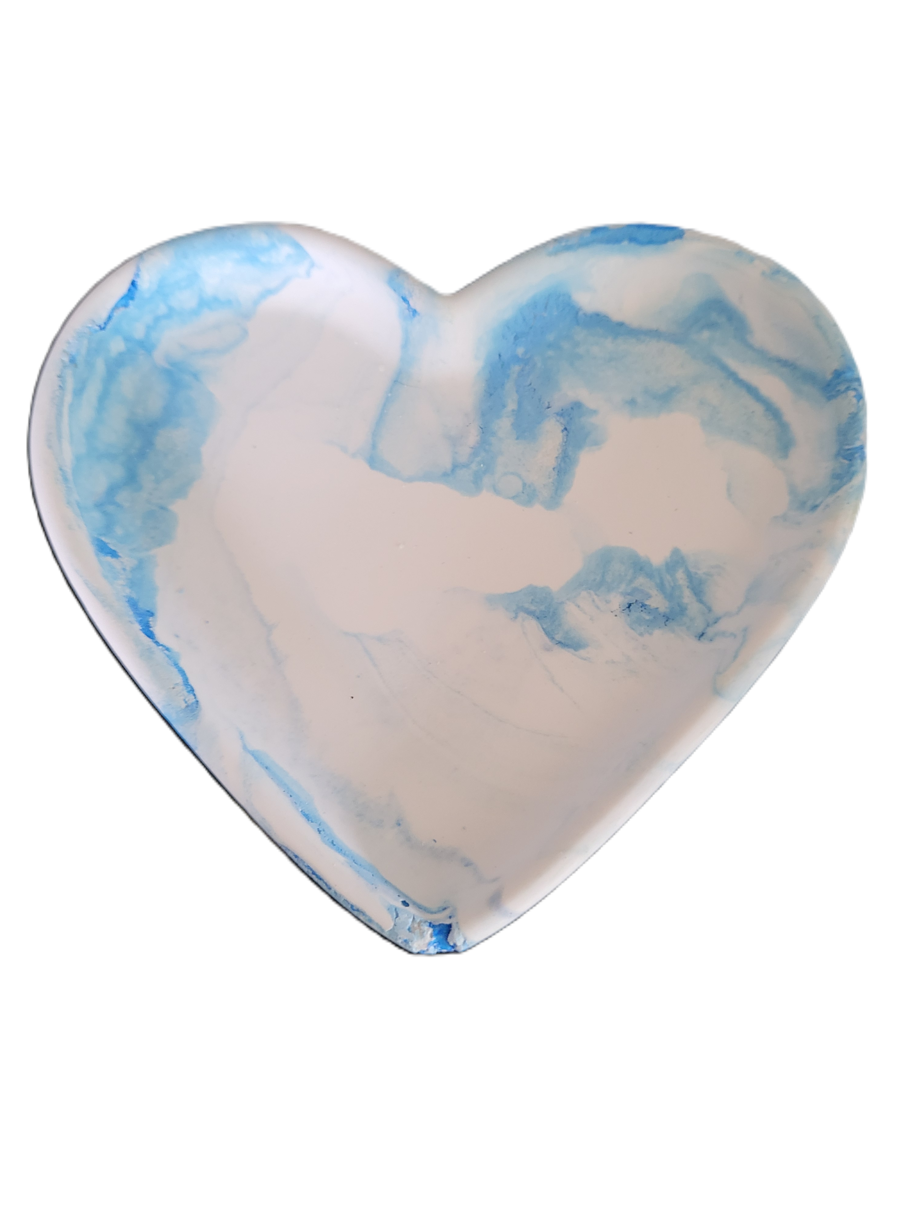 Handmade Plaster Heart Trinket Dish — Unique Gift for Her | Blue or Green Swirl
