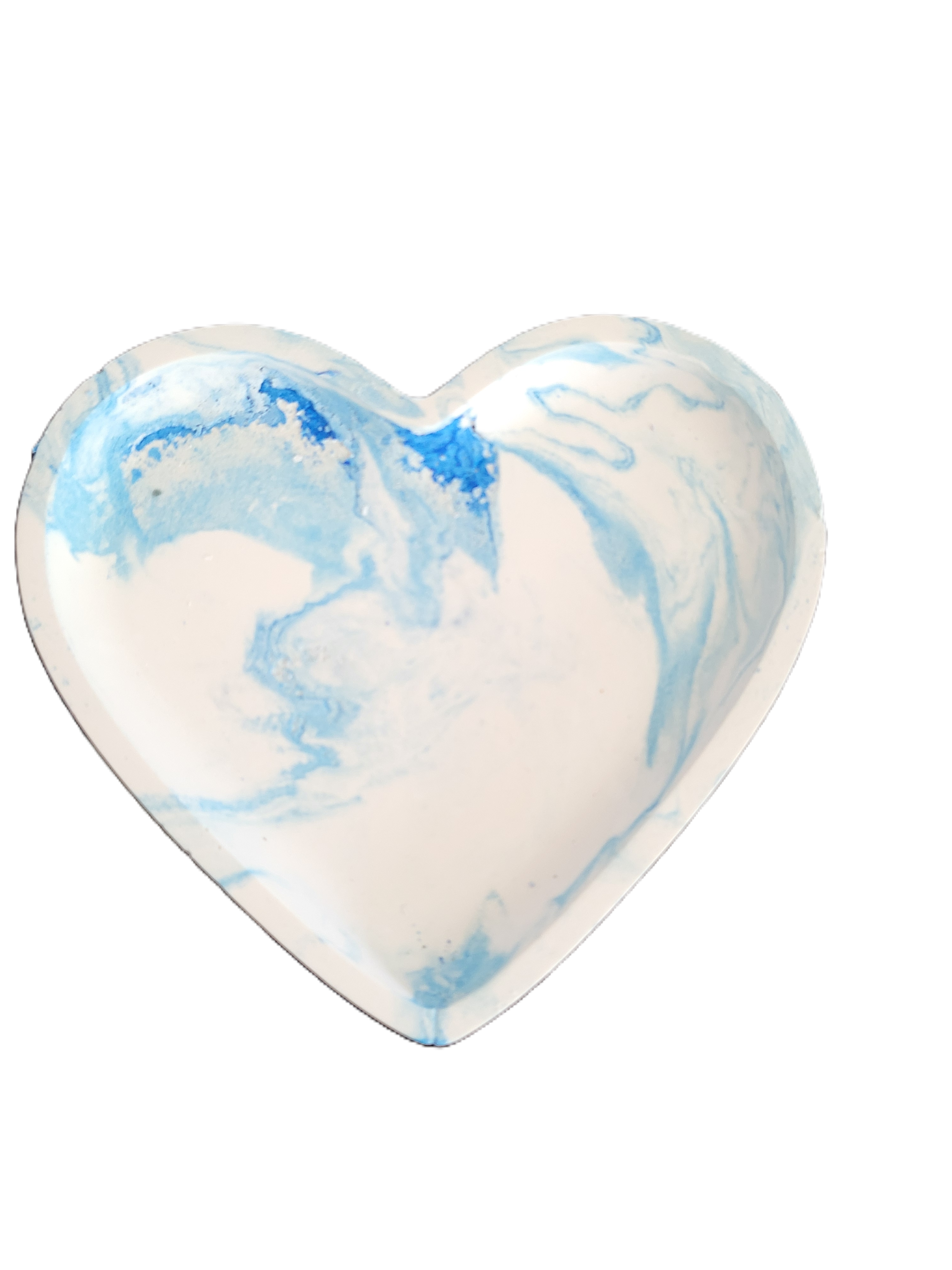Handmade Plaster Heart Trinket Dish — Unique Gift for Her | Blue or Green Swirl