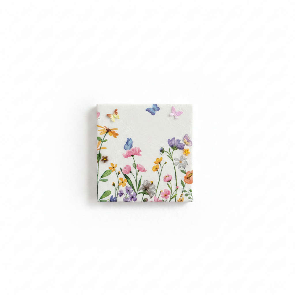 Butterflies and Flowers — Bright White Background