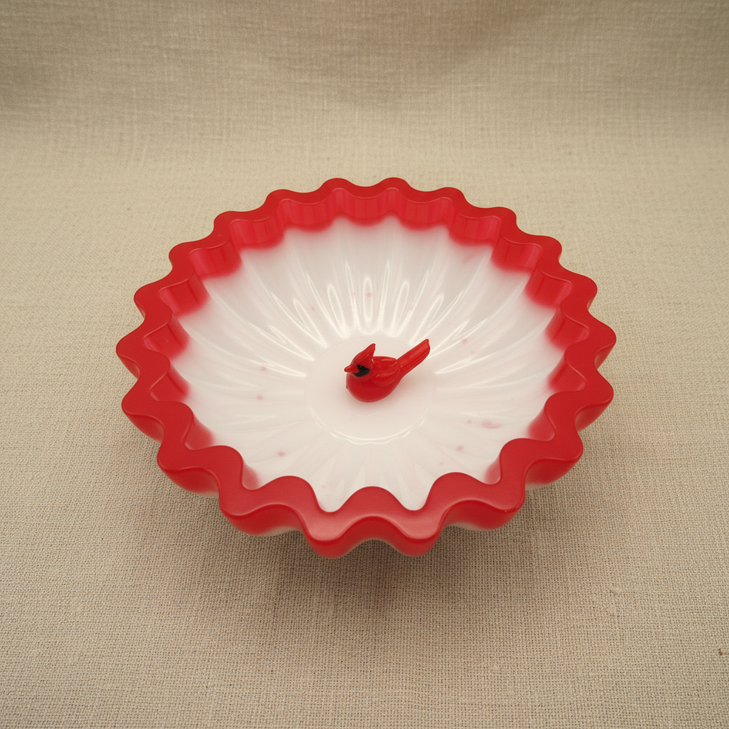 Cardinal Trinket Dish - Linen Background