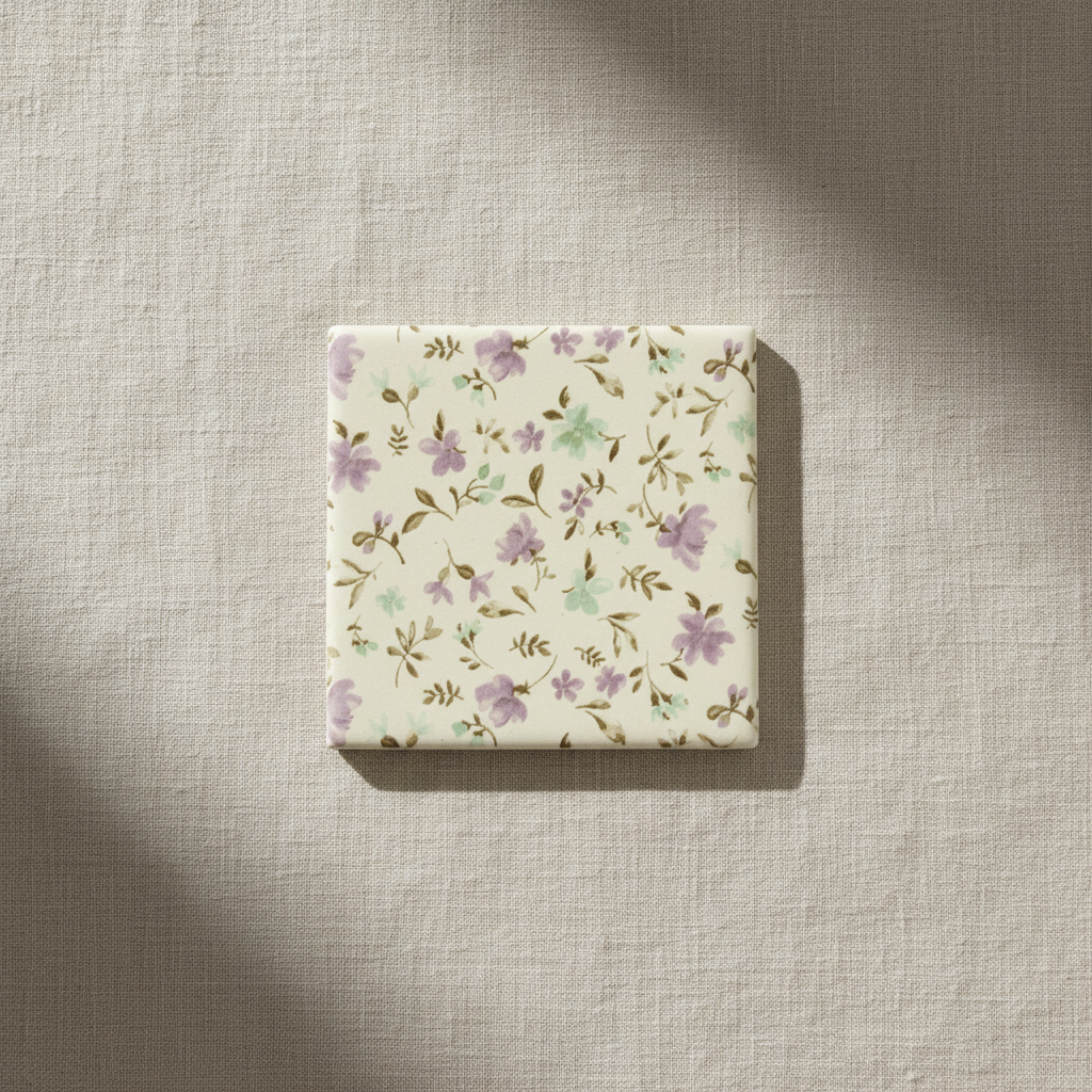 Floral Coaster on Linen