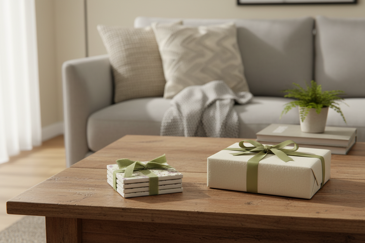 Floral Coaster Set Gift Scene