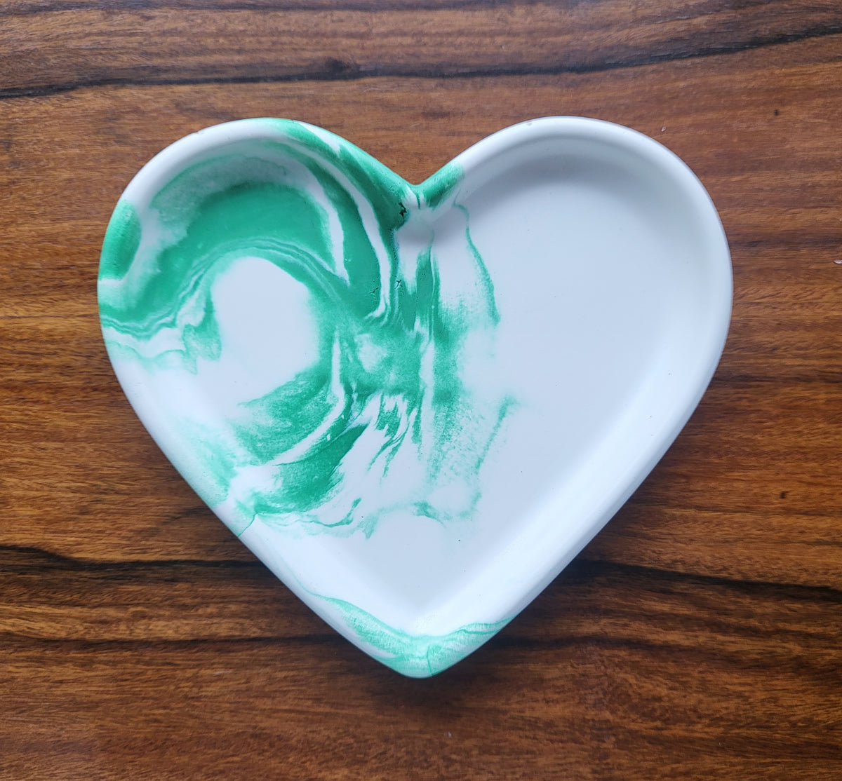Trinket Heart Dish — Unique Gift for Her | Green Swirl