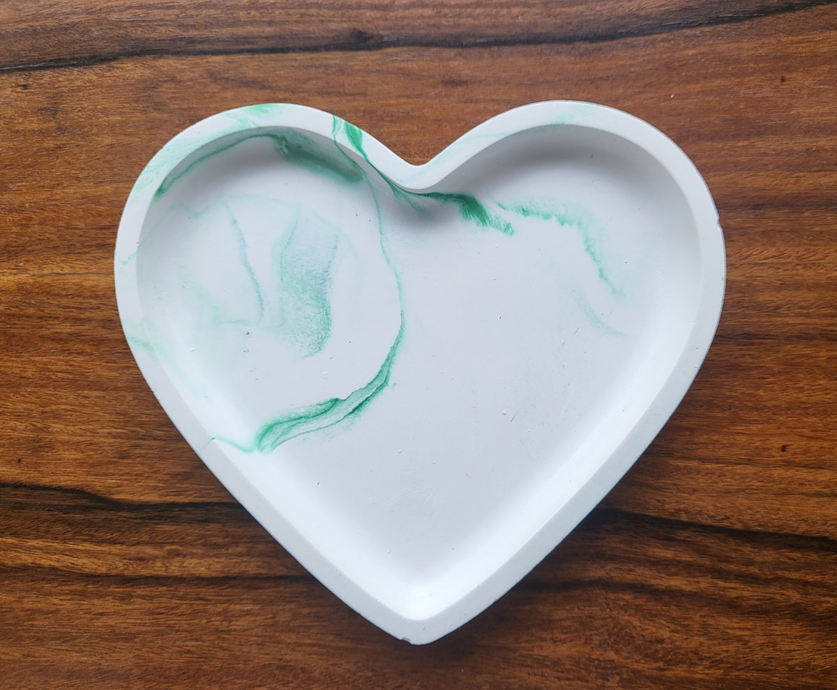 Trinket Heart Dish — Unique Gift for Her | Green Swirl
