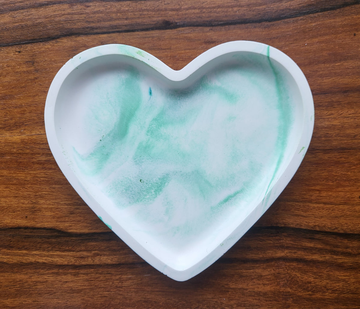 Trinket Heart Dish — Unique Gift for Her | Green Swirl