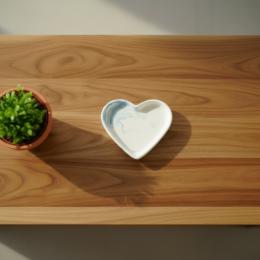Heart Dish Flat Lay with Plant