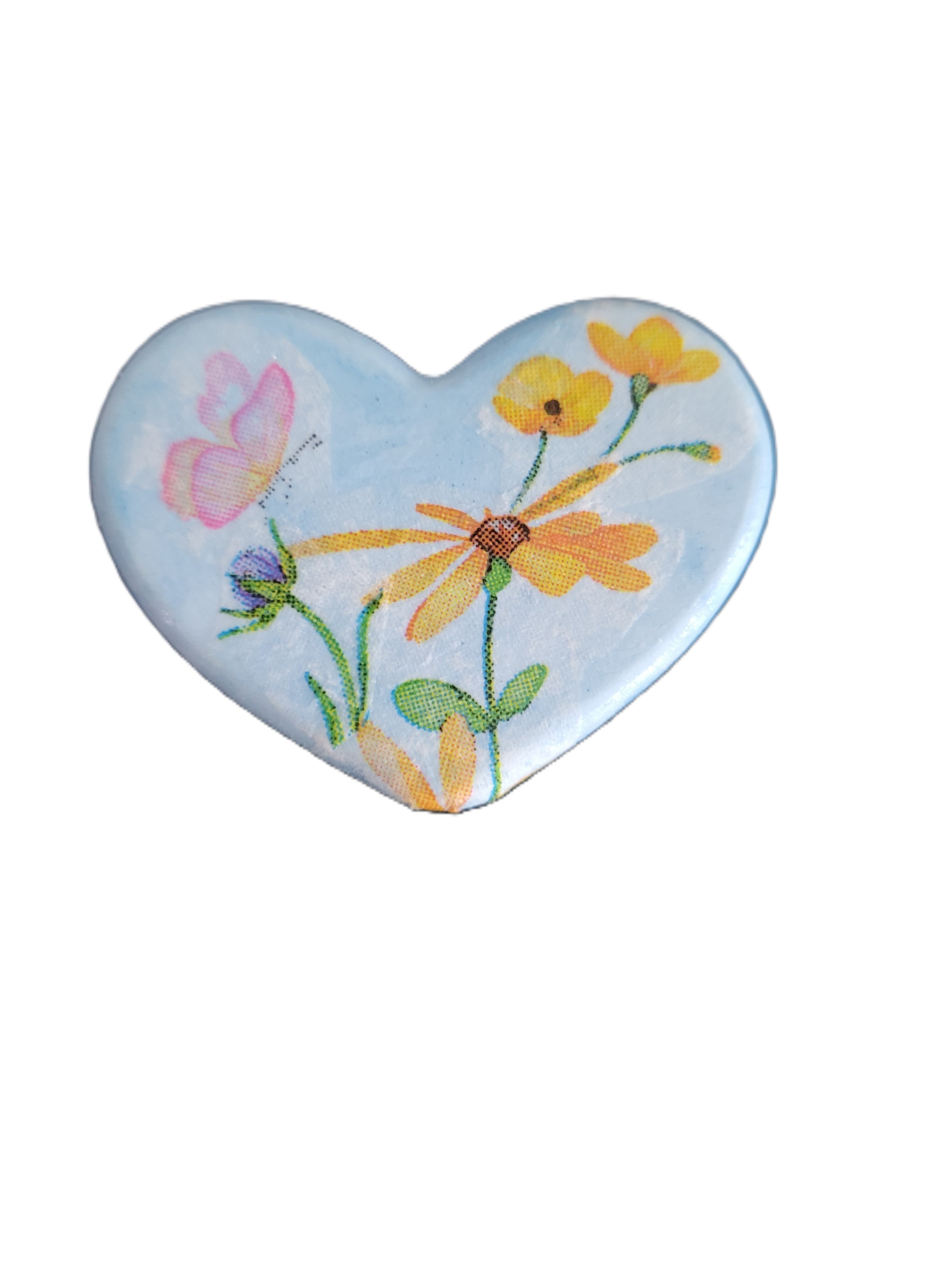 Handmade Floral Decoupage Heart Magnets — Set of 6 | Unique Gift Idea