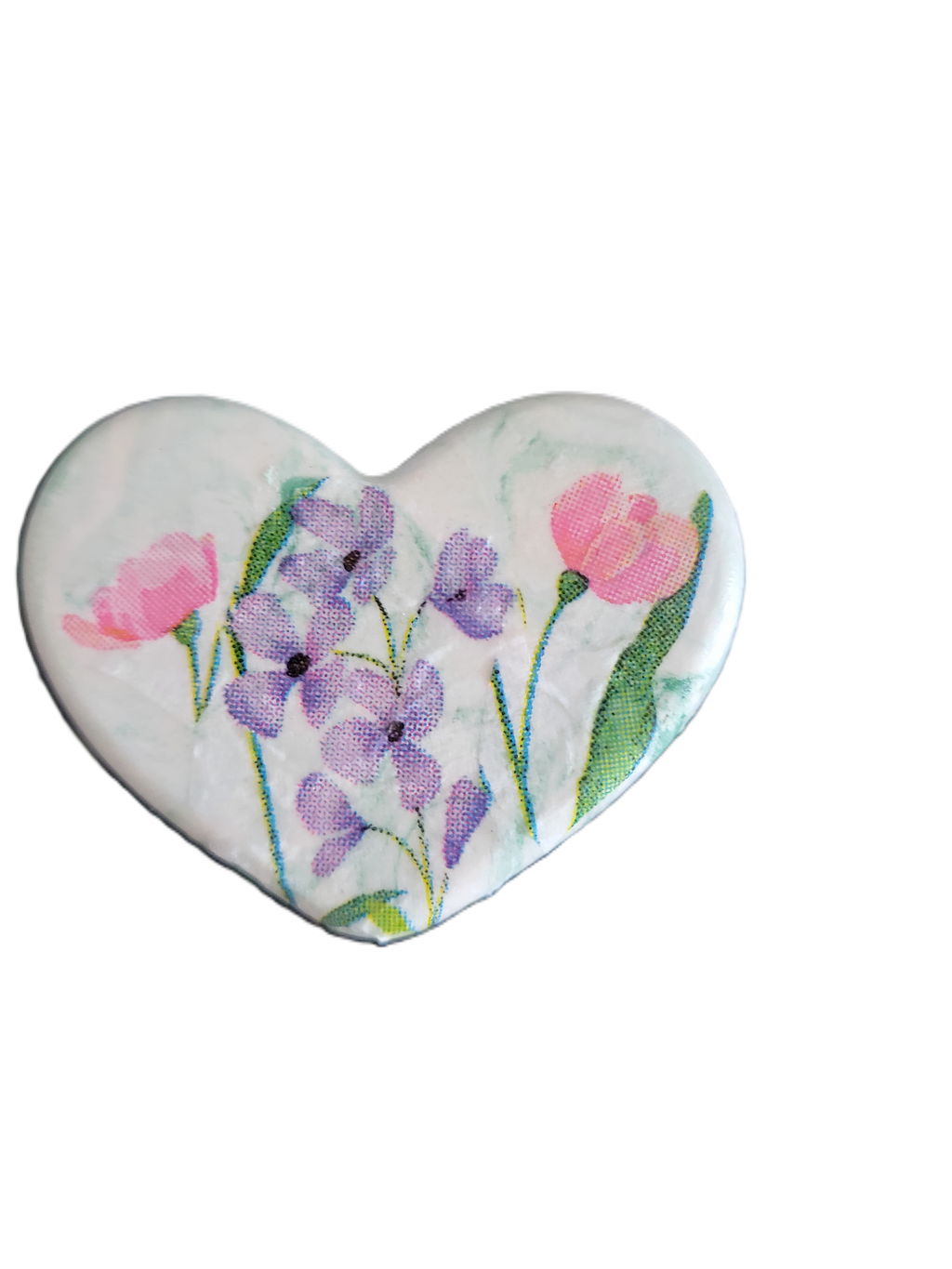 Handmade Floral Decoupage Heart Magnets — Set of 6 | Unique Gift Idea