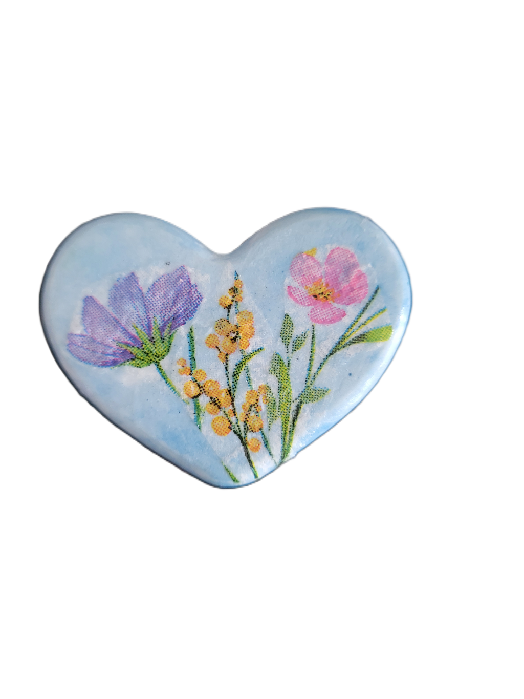 Handmade Floral Decoupage Heart Magnets — Set of 6 | Unique Gift Idea