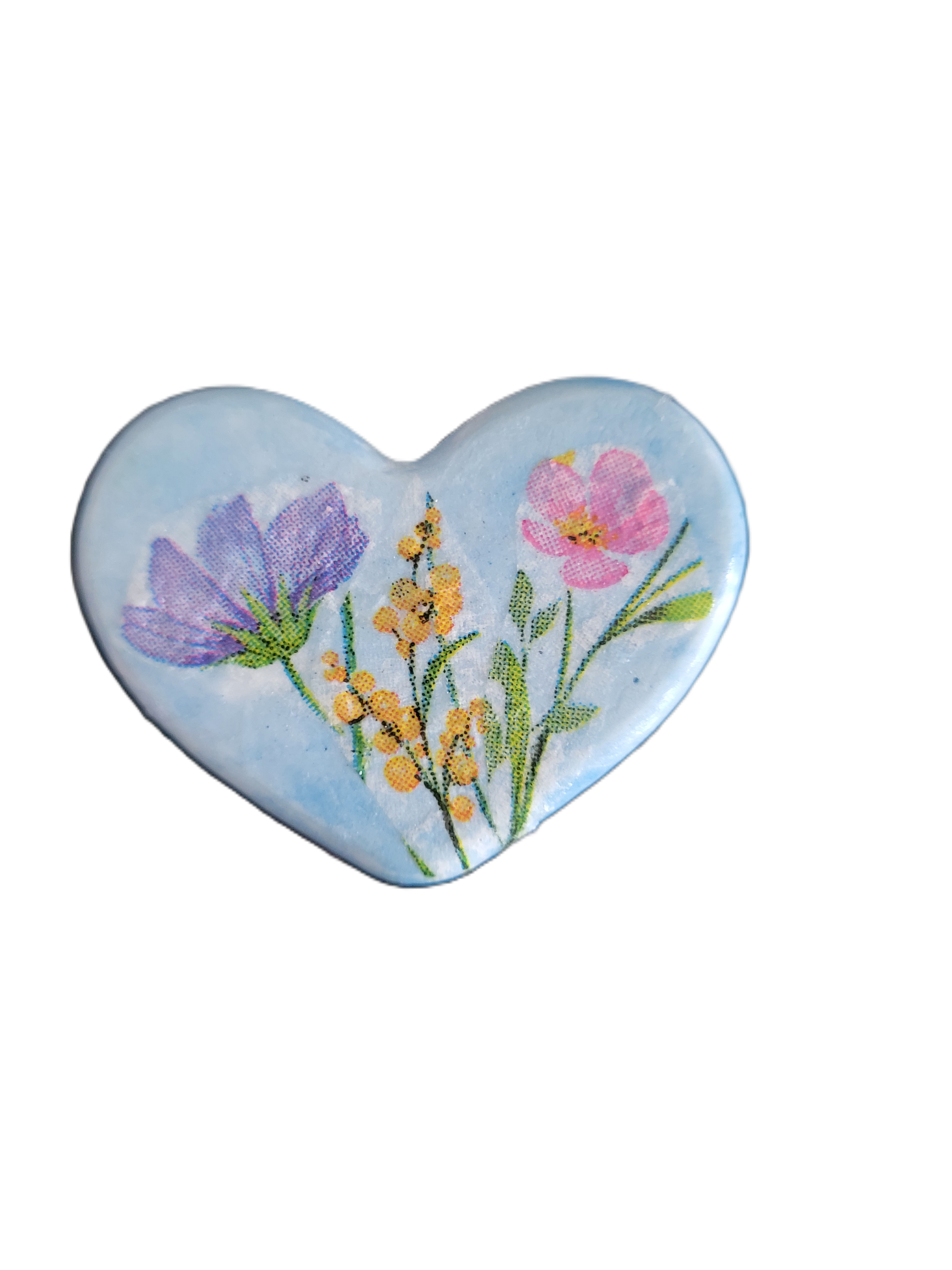 Handmade Floral Decoupage Heart Magnets — Set of 6 | Unique Gift Idea