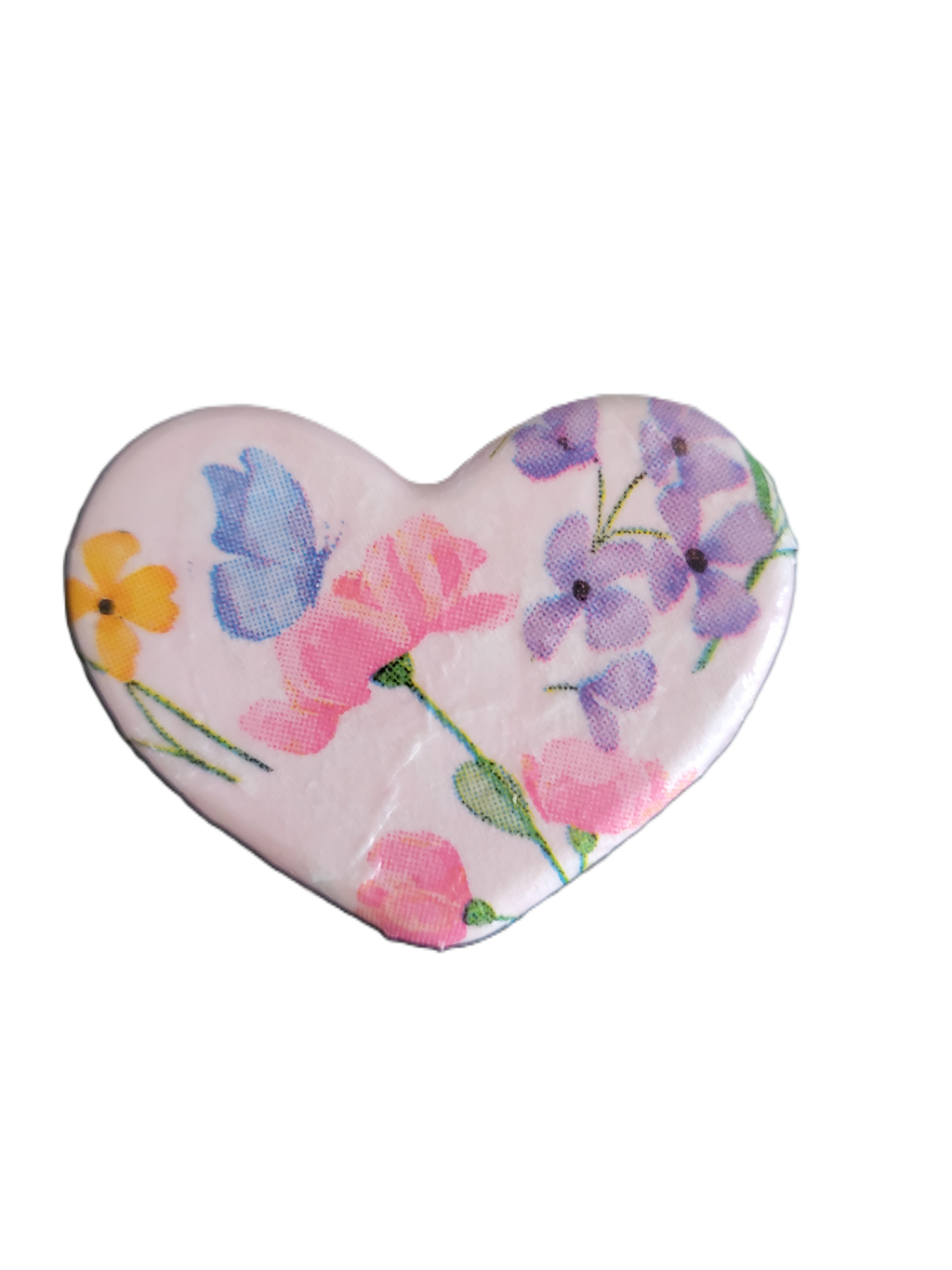 Handmade Floral Decoupage Heart Magnets — Set of 6 | Unique Gift Idea