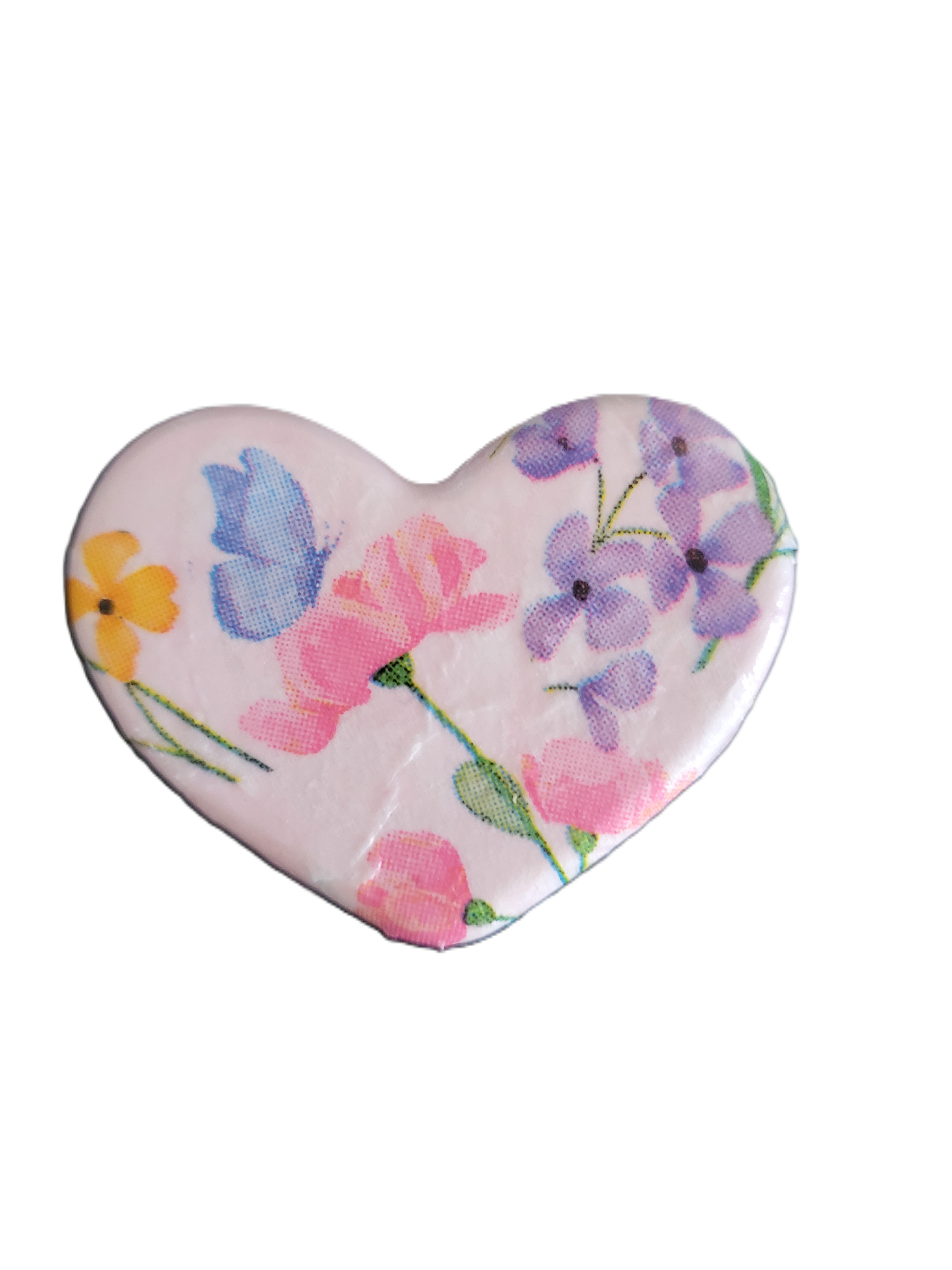Handmade Floral Decoupage Heart Magnets — Set of 6 | Unique Gift Idea
