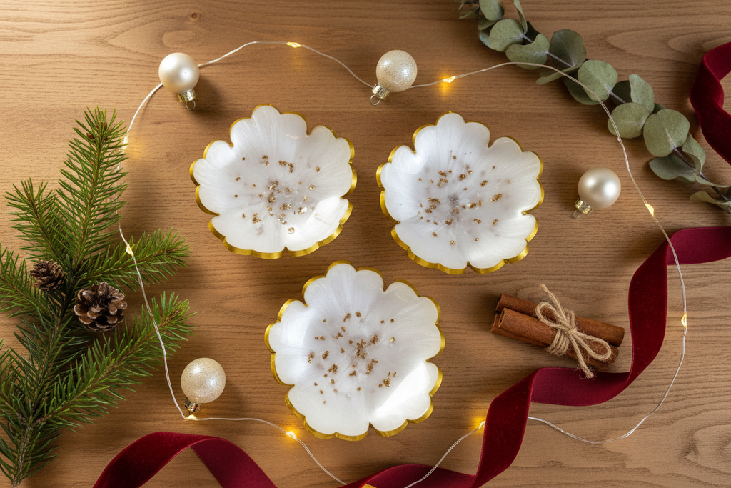 Holiday Lifestyle - White & Gold Trinket Dishes